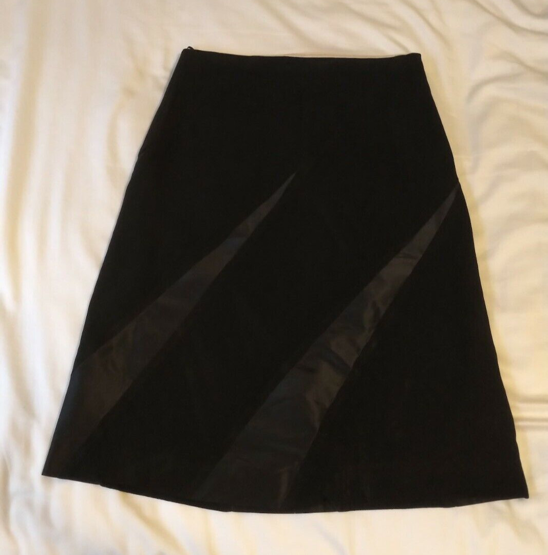 VINTAGE 1990S MOSCHINO COUTURE BLACK MINI SKIRT SILK PANELS ITALIAN 38 US 4