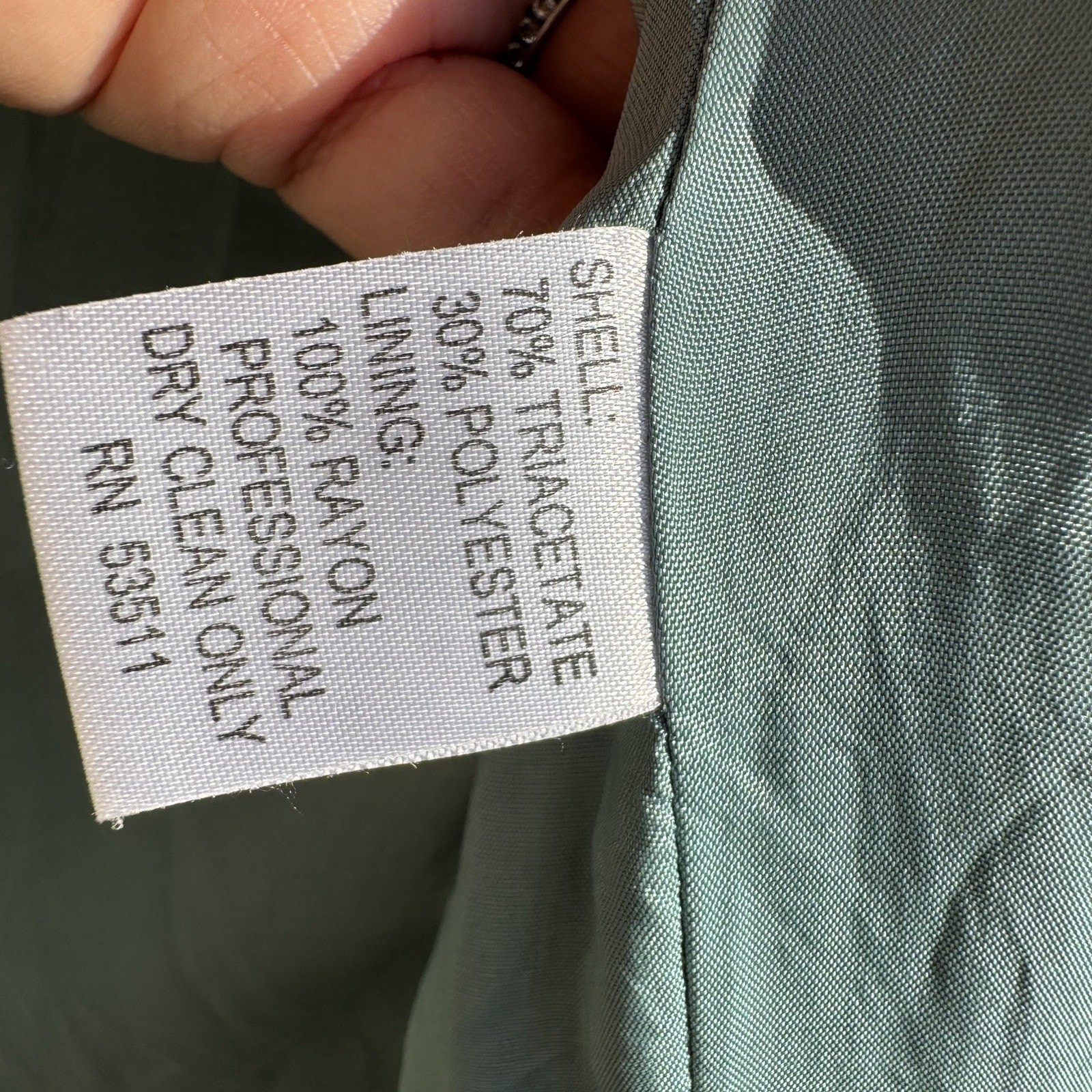 Vintage 80s Ann Tjian For Kenar Sea Foam Green Long Overcoat Blazer Size Small