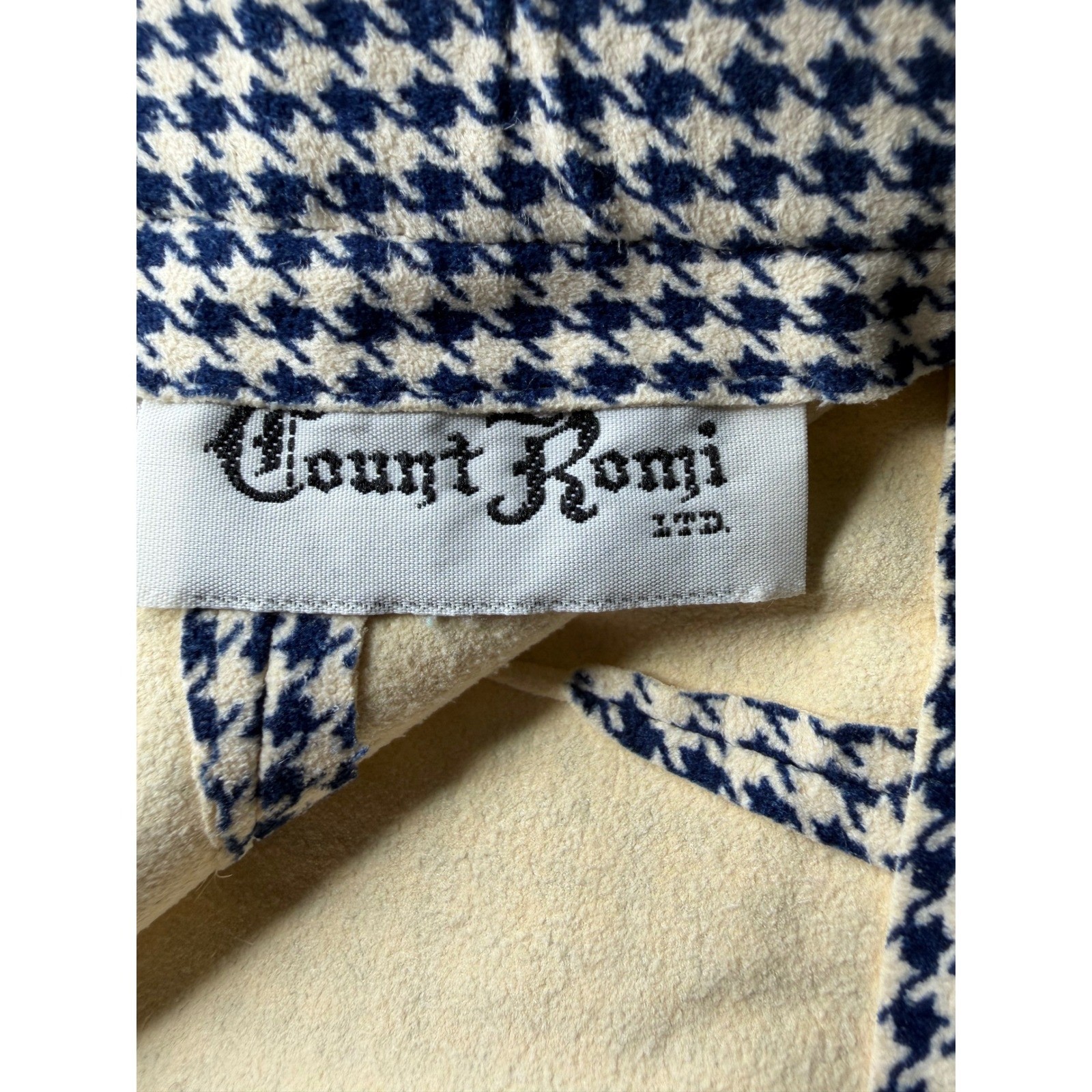 Vintage Count Romi Navy Houndstooth Pencil Skirt Made in USA Size 16 High Waist