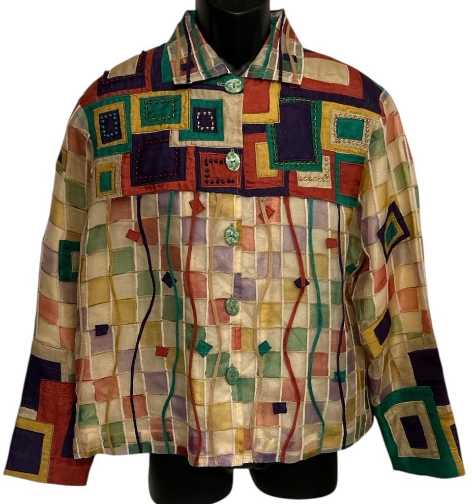 Vtg Anage jacket Women’s Sz XL 100% Silk w/ Rayon Multicolor RN99661 India