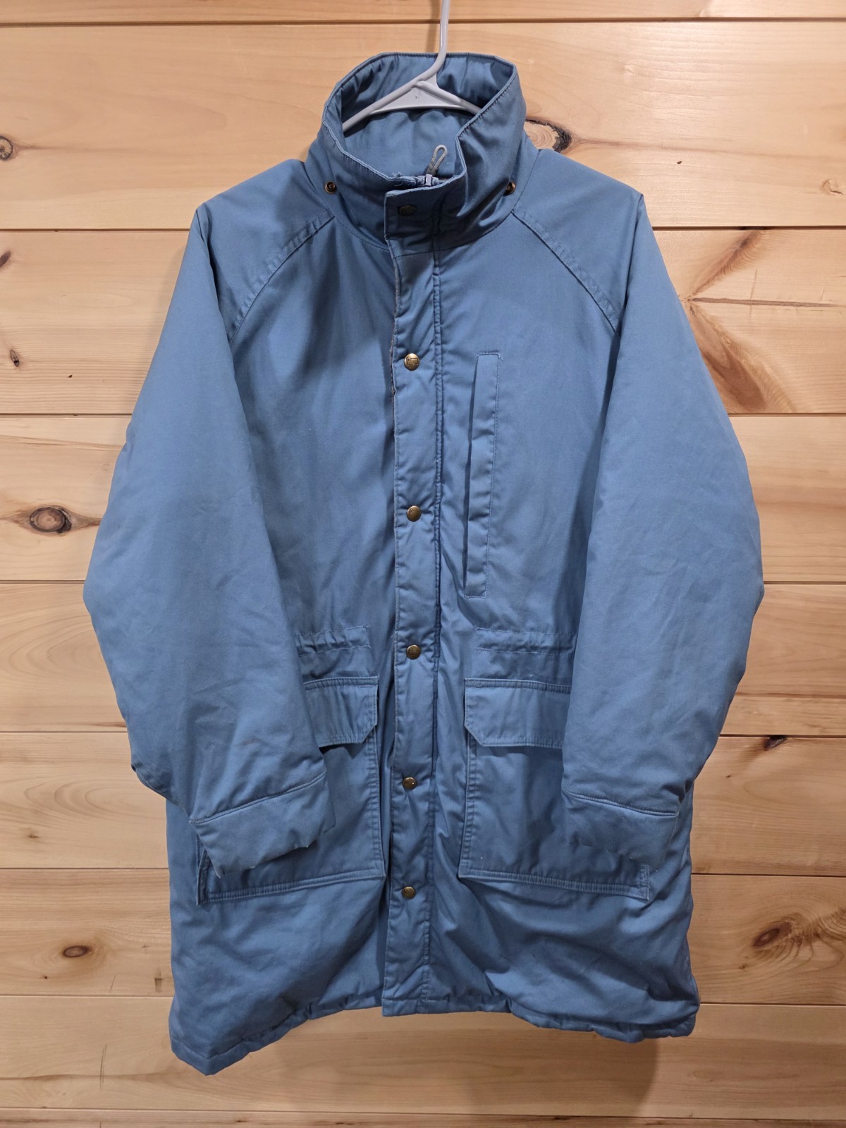 Vintage Woolrich Women’s Insulated Parka Jacket Blue Wool Lined USA Made L