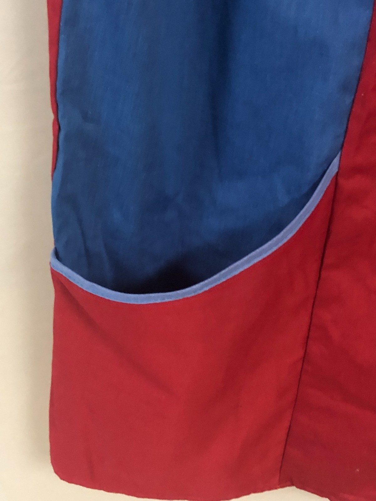Vintage 1983 Goblettes Red & Blue M/L Smock Top Snap Closure NOS Deep Pockets