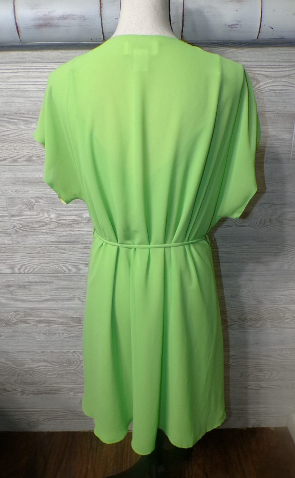 Vtg Slip Dress XL 2 pc Peignoir Chartreuse Purple Floral Embroidered Fairy Y2k
