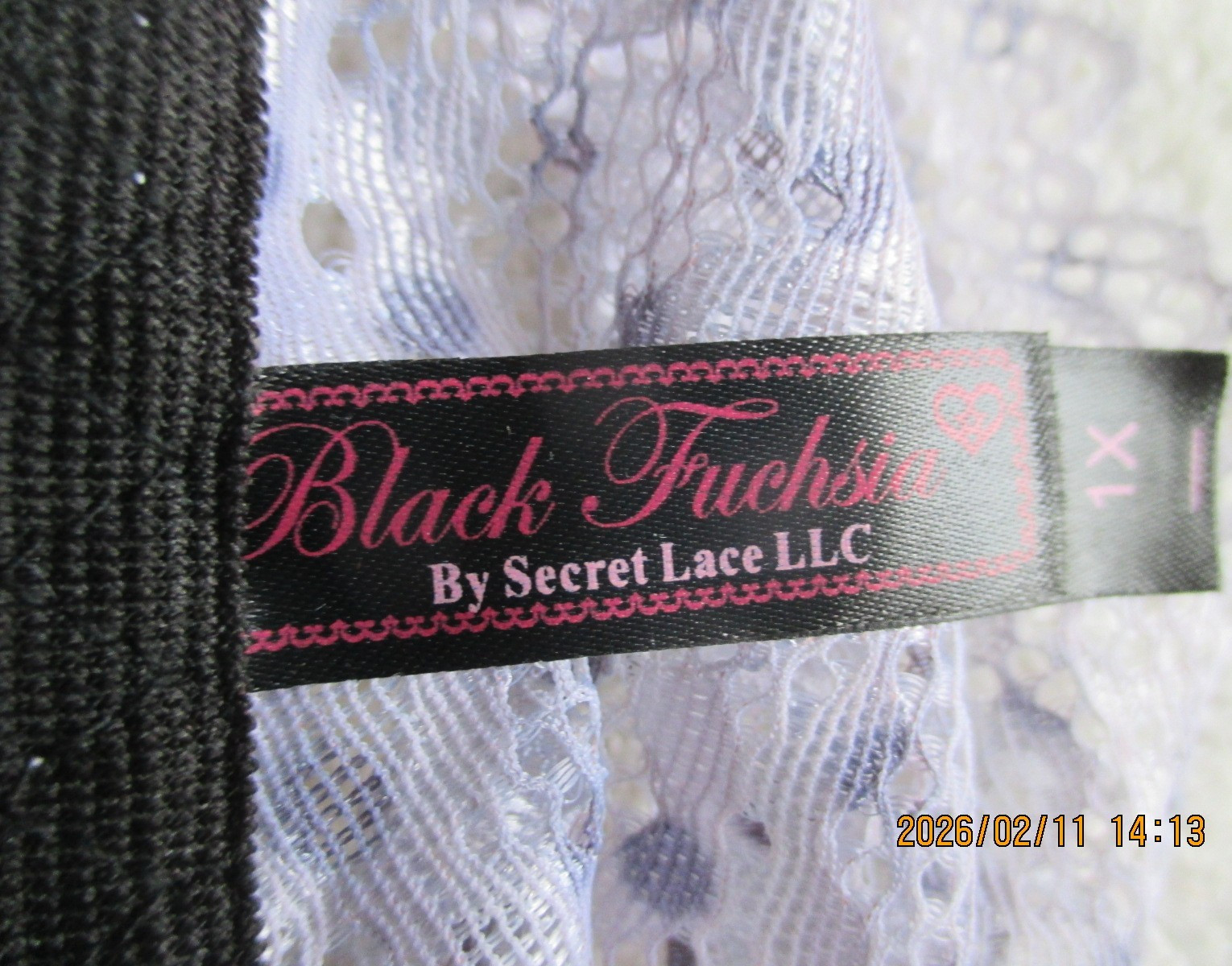 Secret Lace Black Fuchsia Sz 1X Lace Bikini Panties Polyester & Spandex Vintage