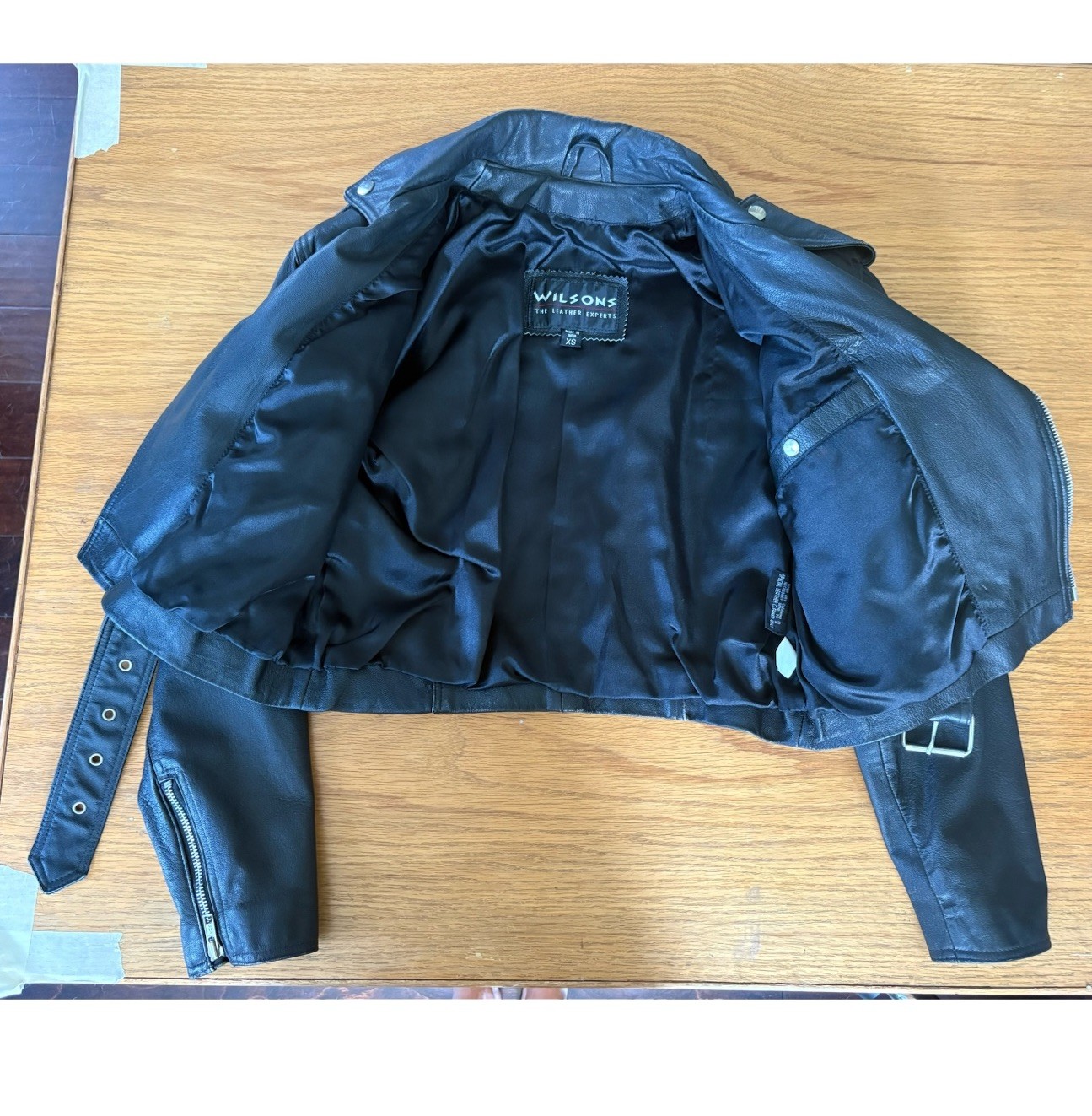 Vtg Wilson’s Leather Moto Jacket Cropped XS Biker Motorcycle 90s Punk Grunge Wmn