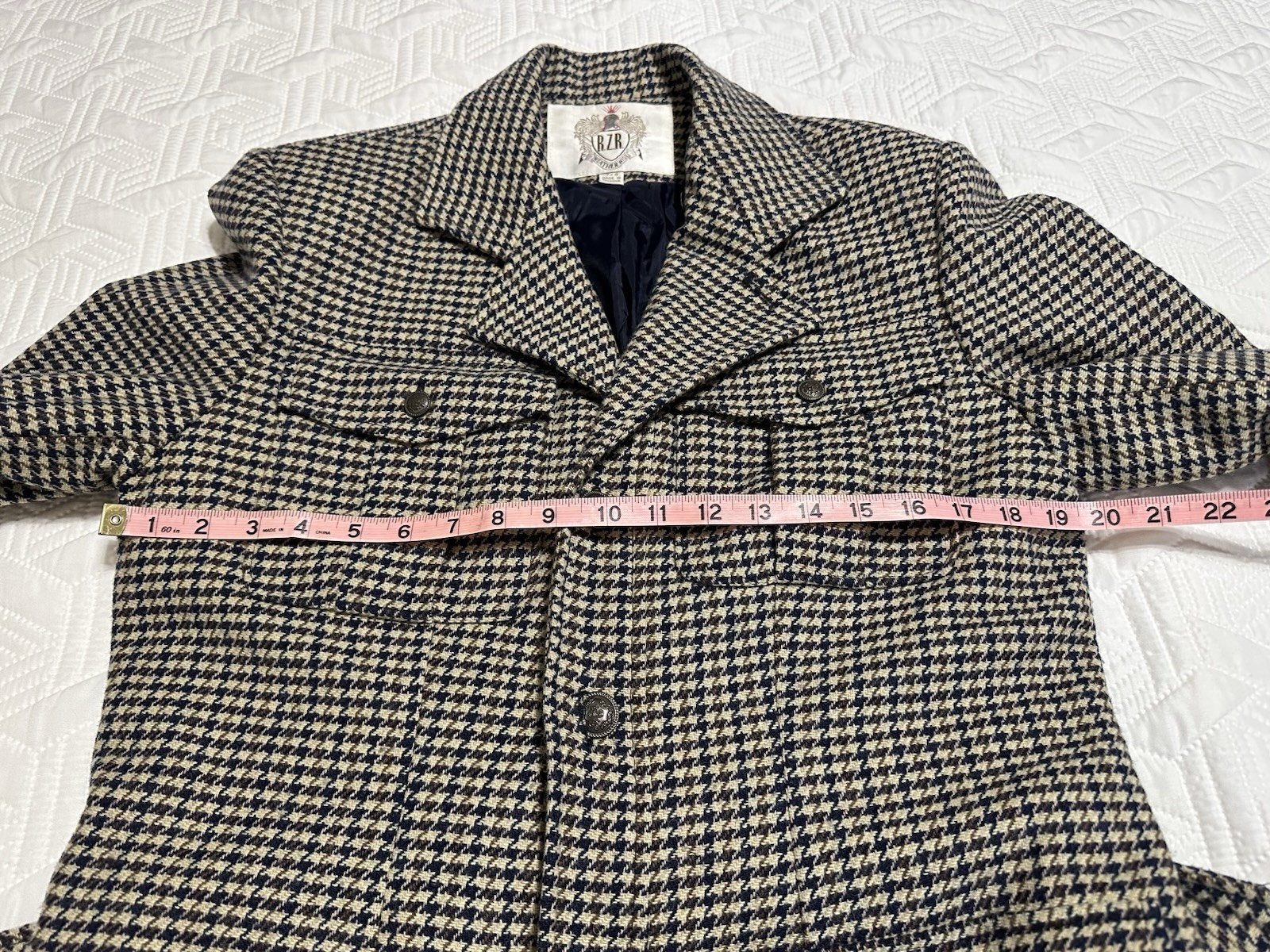 R.Z.R. Weatherwise Vtg Houndstooth Belted Blazer Jacket Quiet Luxury Career EUC