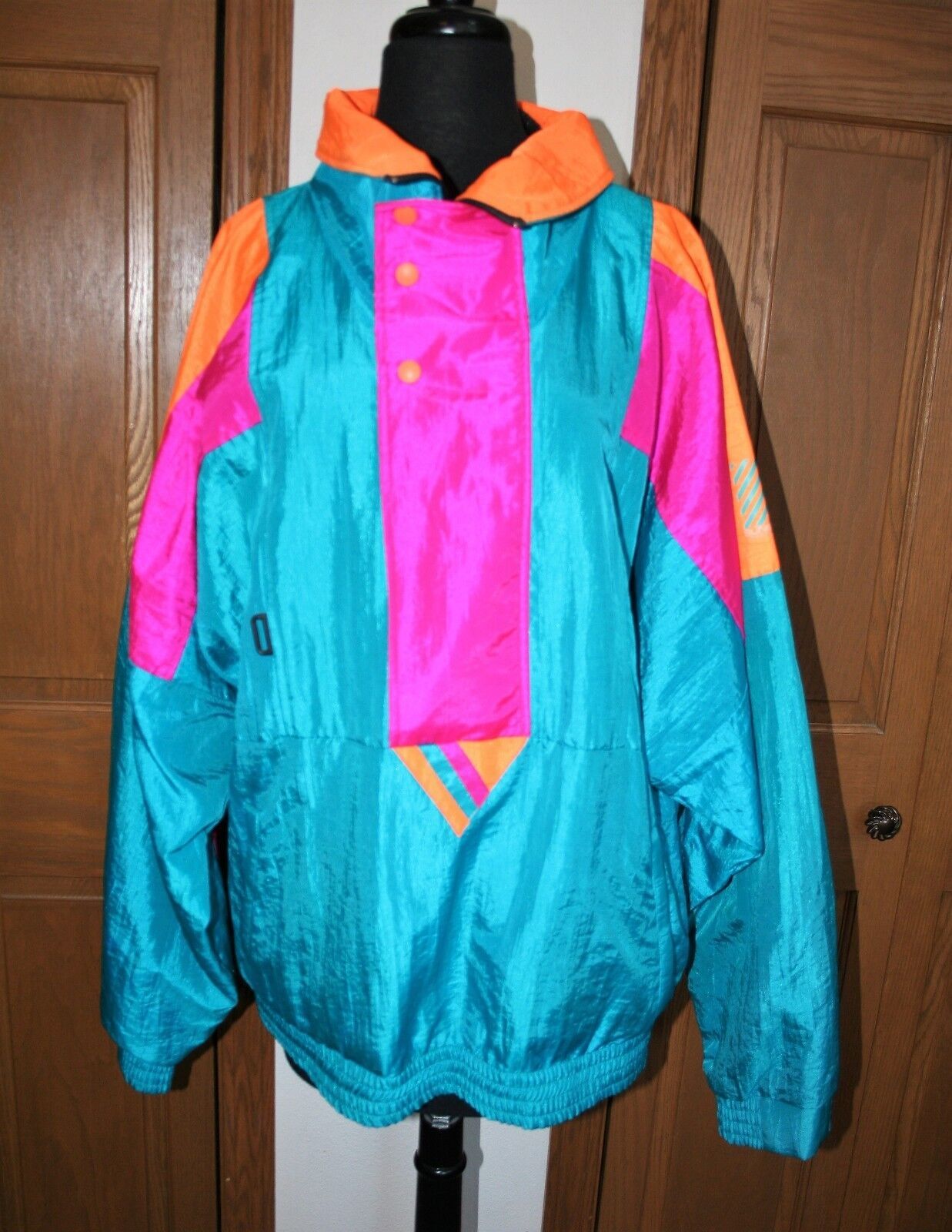 VTG Women’s Colorblock Windbreaker Pullover L SUNBUSTER Ski Jacket Nylon 1980s