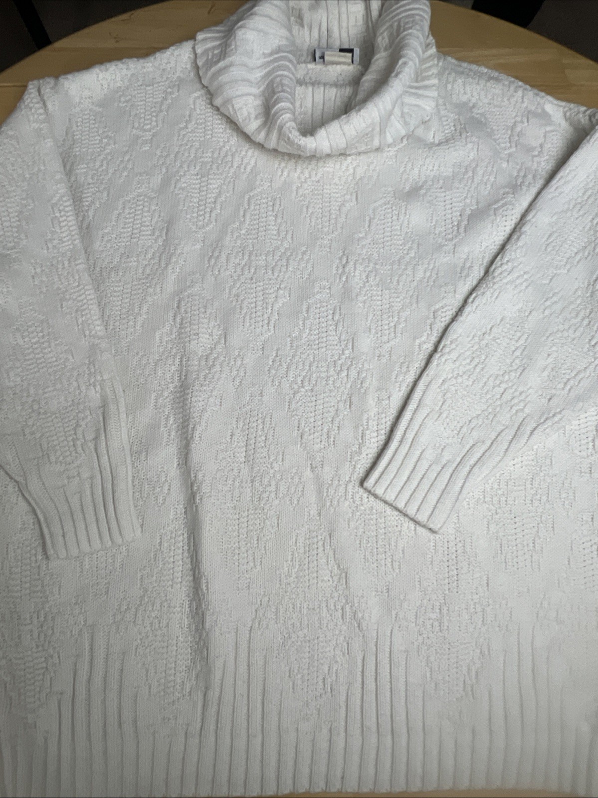 Beldoch Popper Women’s White Knit Cowl Neck Sweater Long Sleeve Sz XL