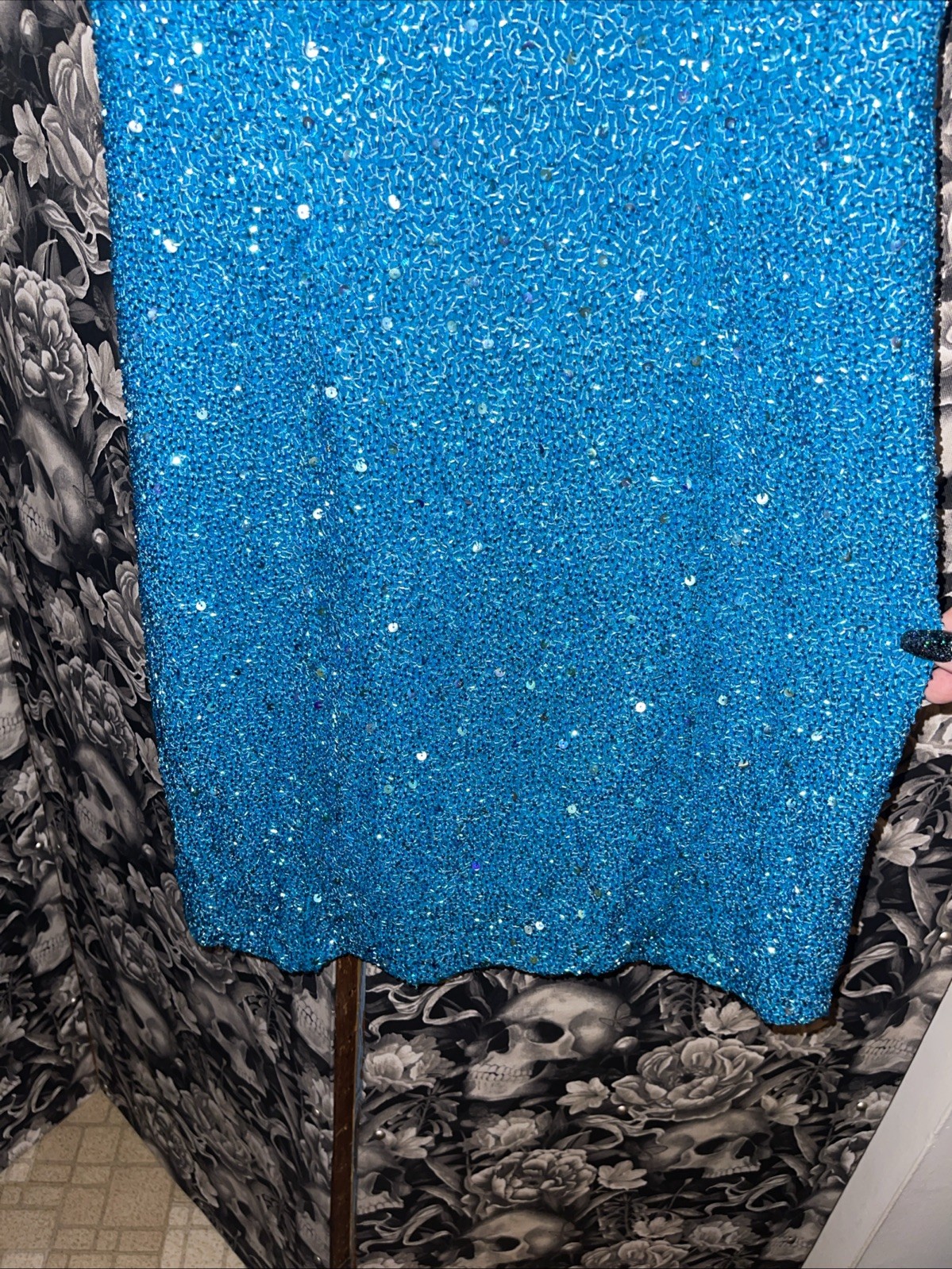 Riazee Boutique Teal Silk Fully Beaded Cocktail Dress Size 4 🩴