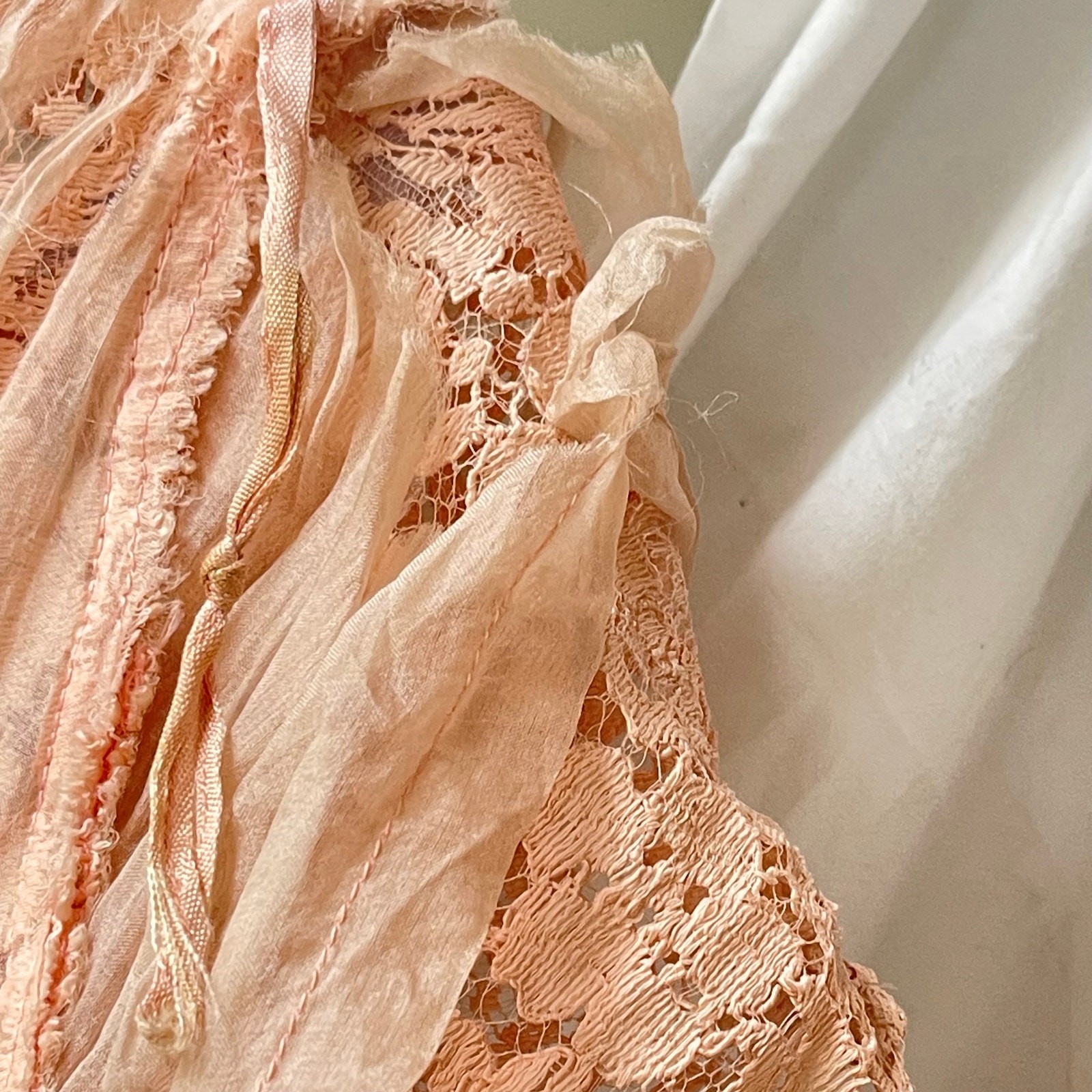 Cream Tiered Lace Lilli Diamond 1950’s Champagne Vintage Tea Dress Sz Medium