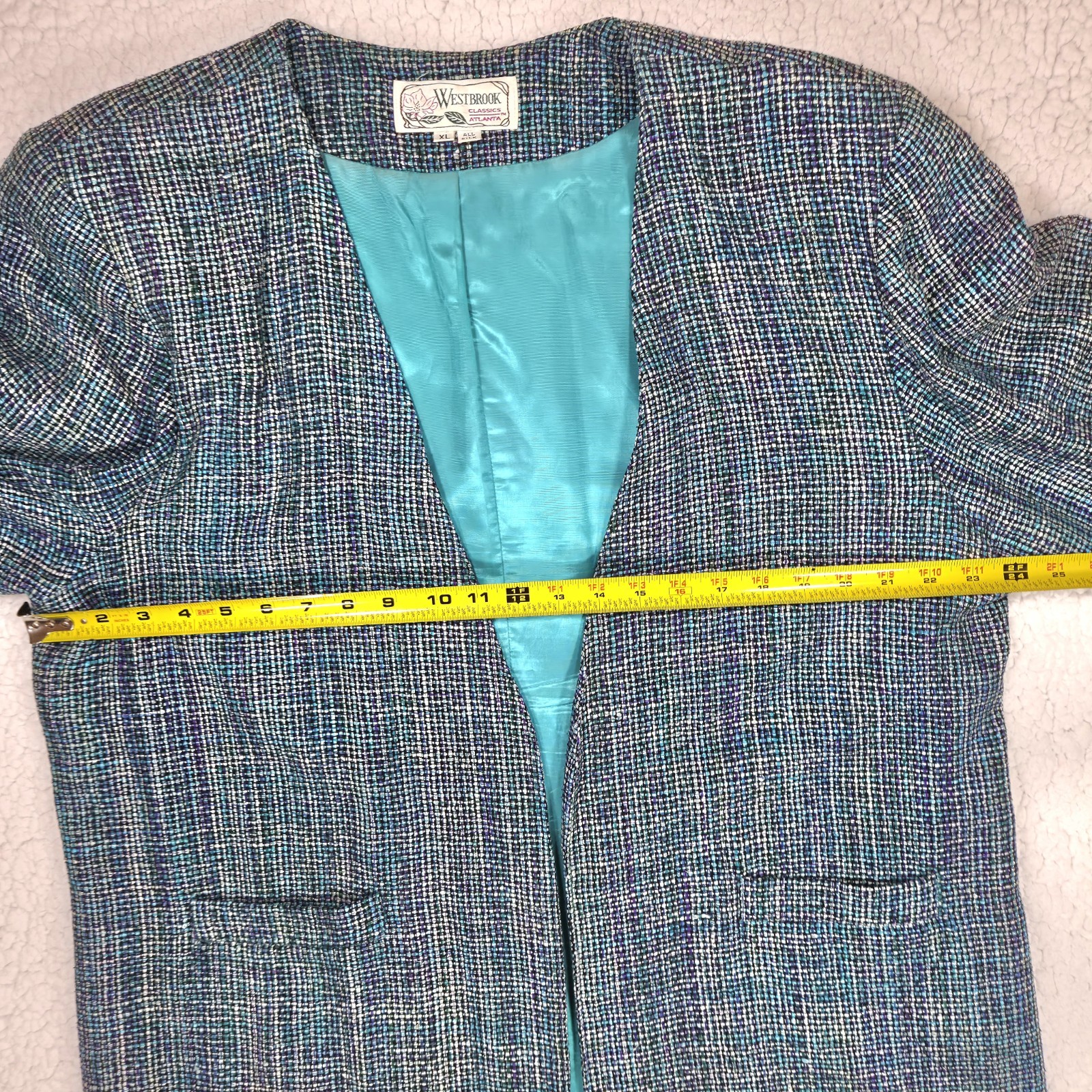 Westbrook Classics Atlanta Womens XL 100% Silk Multicolor Tweed Blazer Jacket