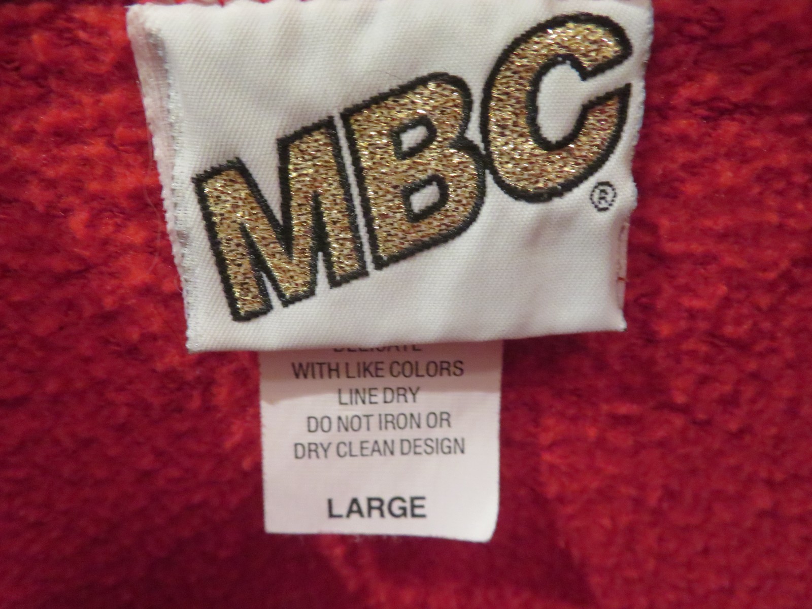 VTG MBC Christmas Ornament Holiday Glitter Colorful Sweatshirt Red USA Made Sz L