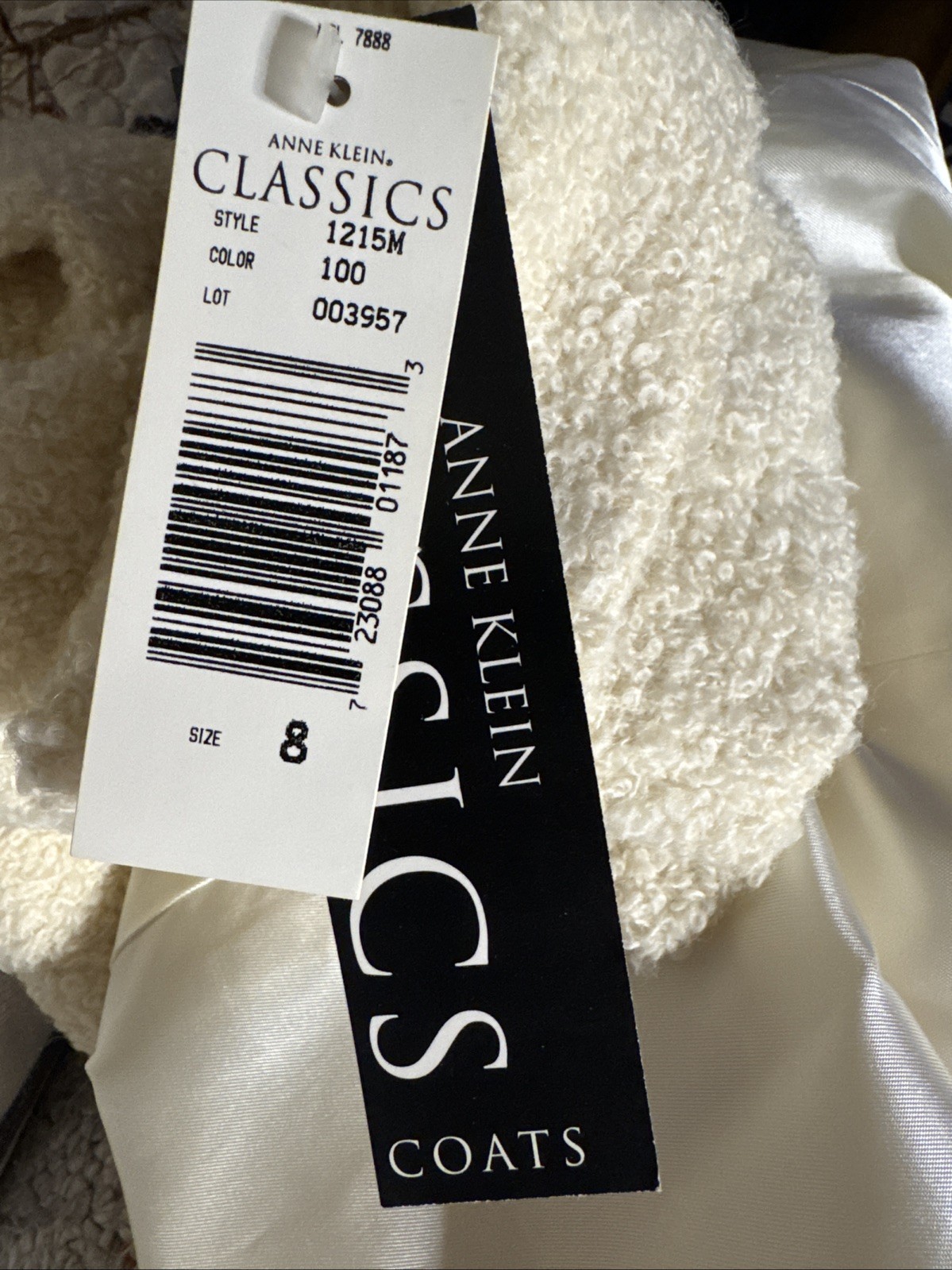 Vtg Anne Klein Classics Cream Wool Bouclé Long Coat Sz 8 Deadstock NWT