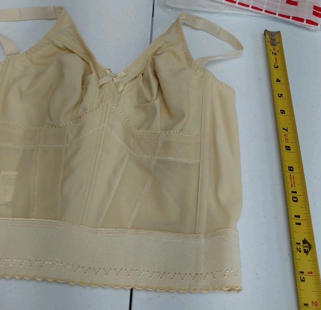 Vintage Crown-nette Longline Beige Bra Size 36B