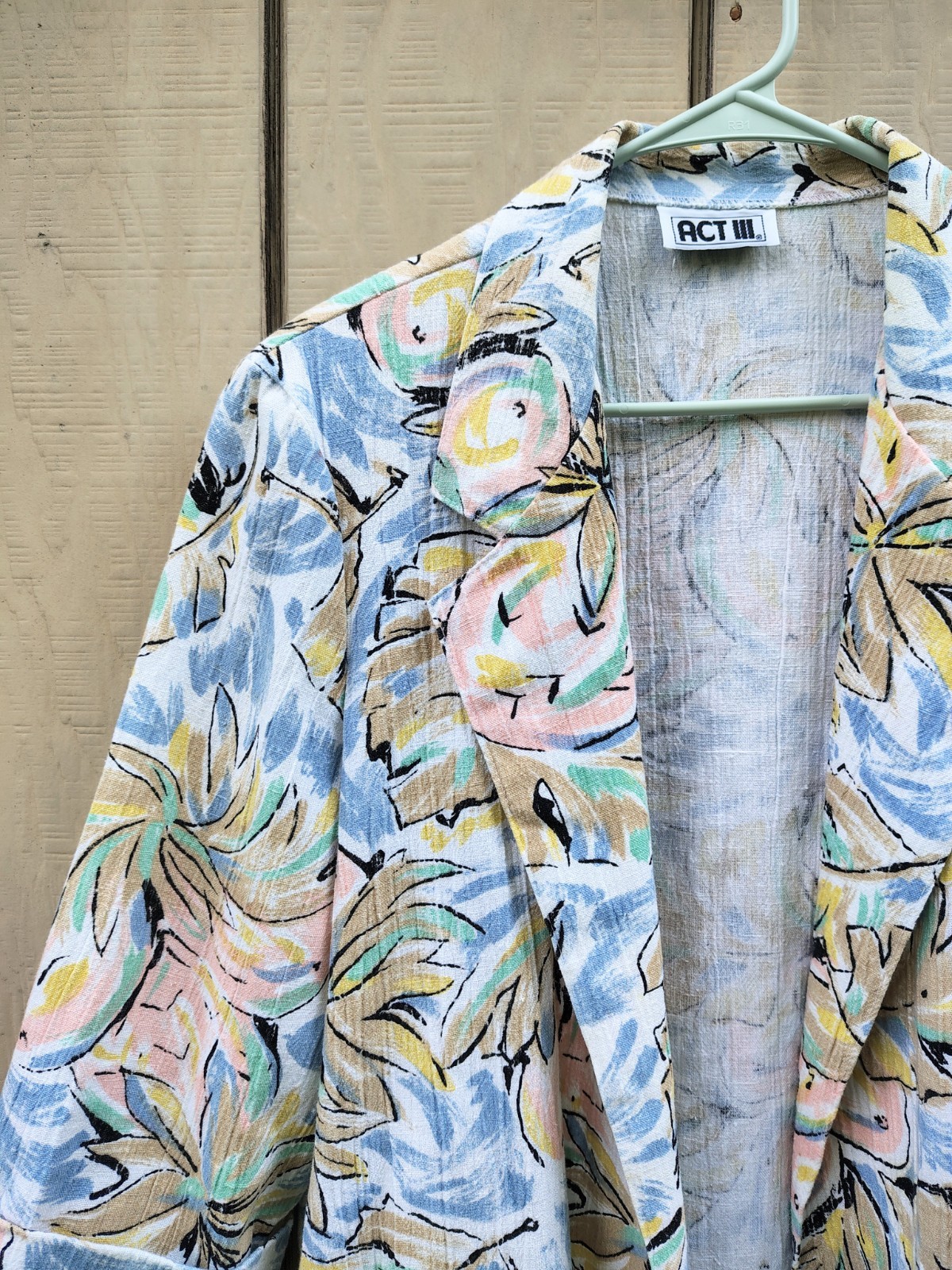 ACT III Vintage Blazer Floral Open Front Jacket Pastel Tropical Coastal 80’s