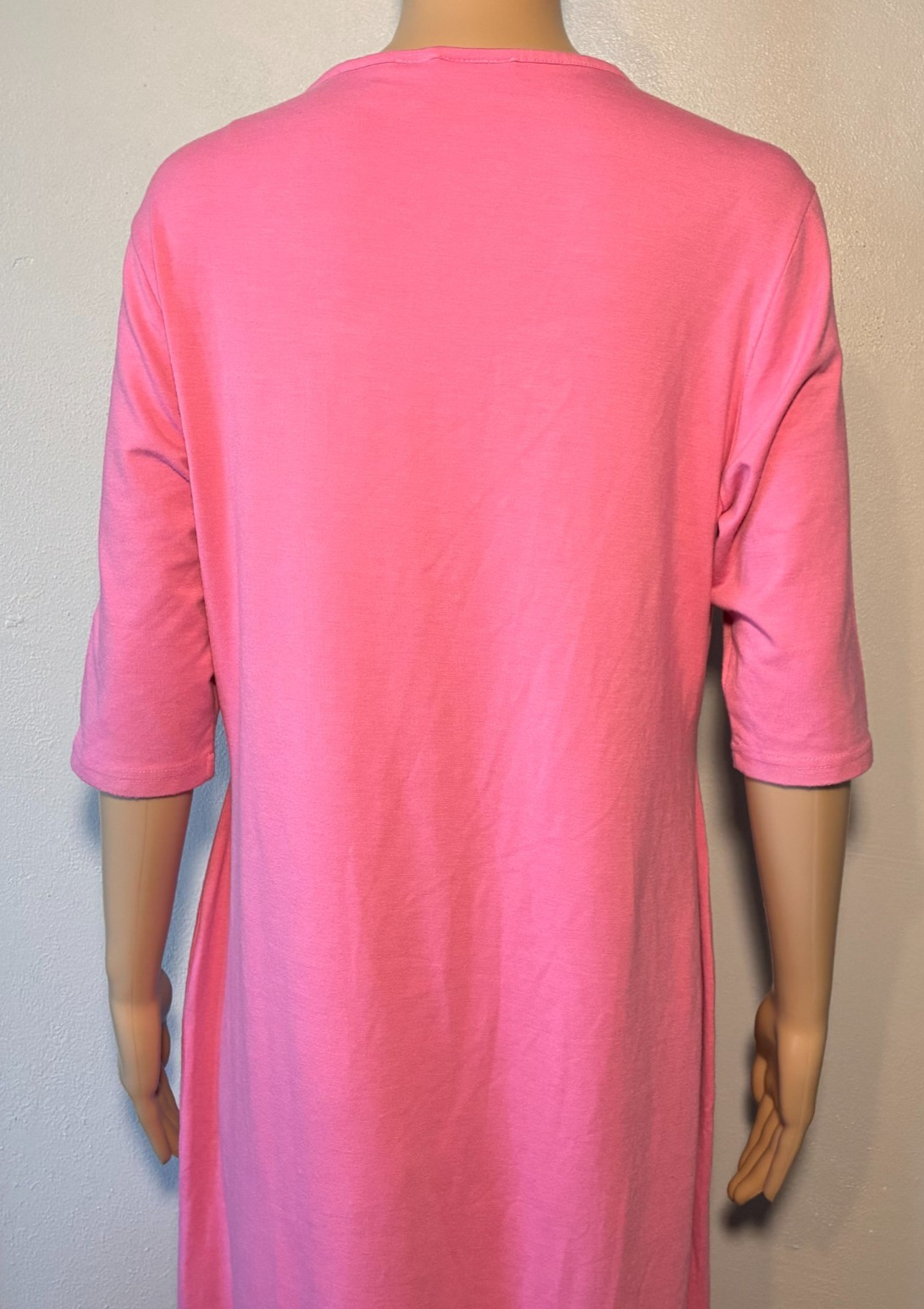 Vintage Newport News Women’s Dress Size 16 Pink Sheath Pullover Square Neck Maxi