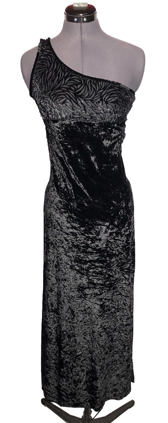Vtg 90s whimsygoth Witchcore Black Velvet One Shoulder Gown Marilyn Monroe M