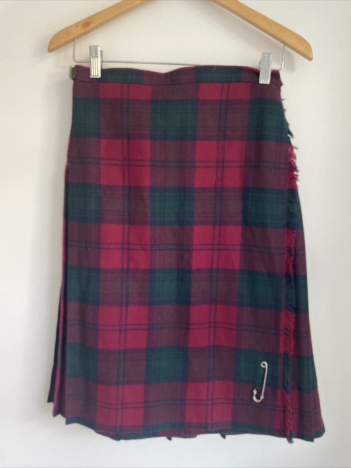 Vtg Glenrannoch Womens SMALL Wool Scottish Plaid Skirt Kilt N21