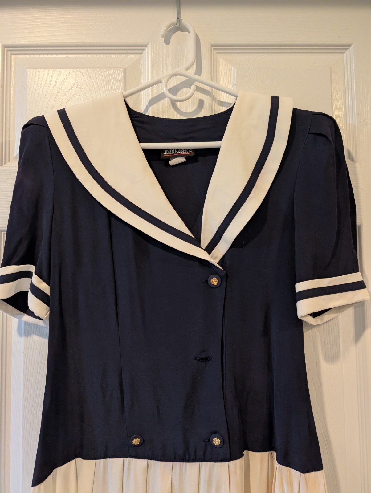 Patriotic Vintage Maxi Sailor Dress John Roberts Navy Fourth of July America
