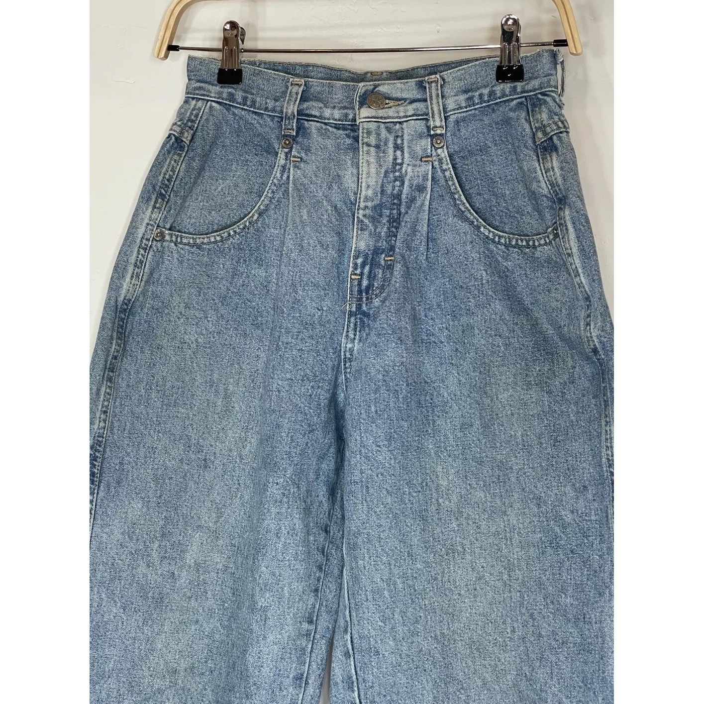 VTG 80s BRITTANIA Jeans Denim Petite SZ 5 High Waist Baggy Tapered ( See Flaws
