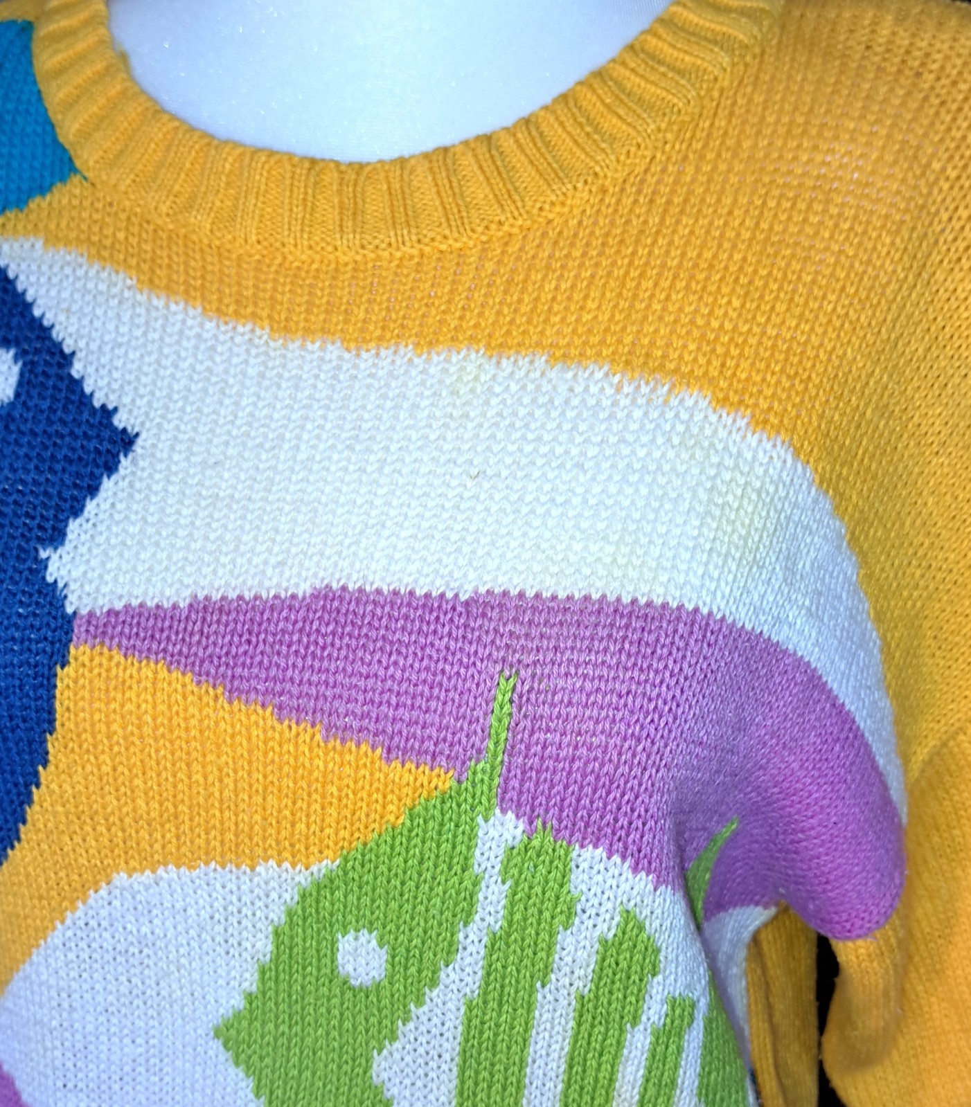 Womens vtg COUNTERPARTS fish sweater SMALL cotton short sleeve shoulder pads