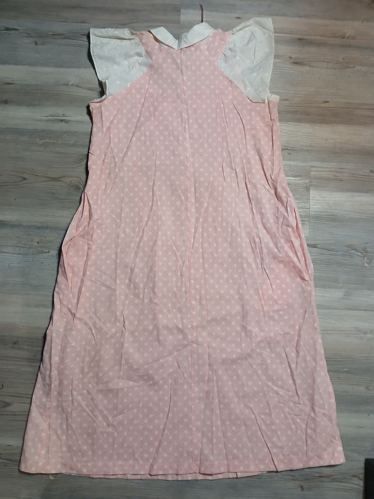 60’s? Babydoll Pink Polkadot Lace Short Sundress Cottage Housewife California