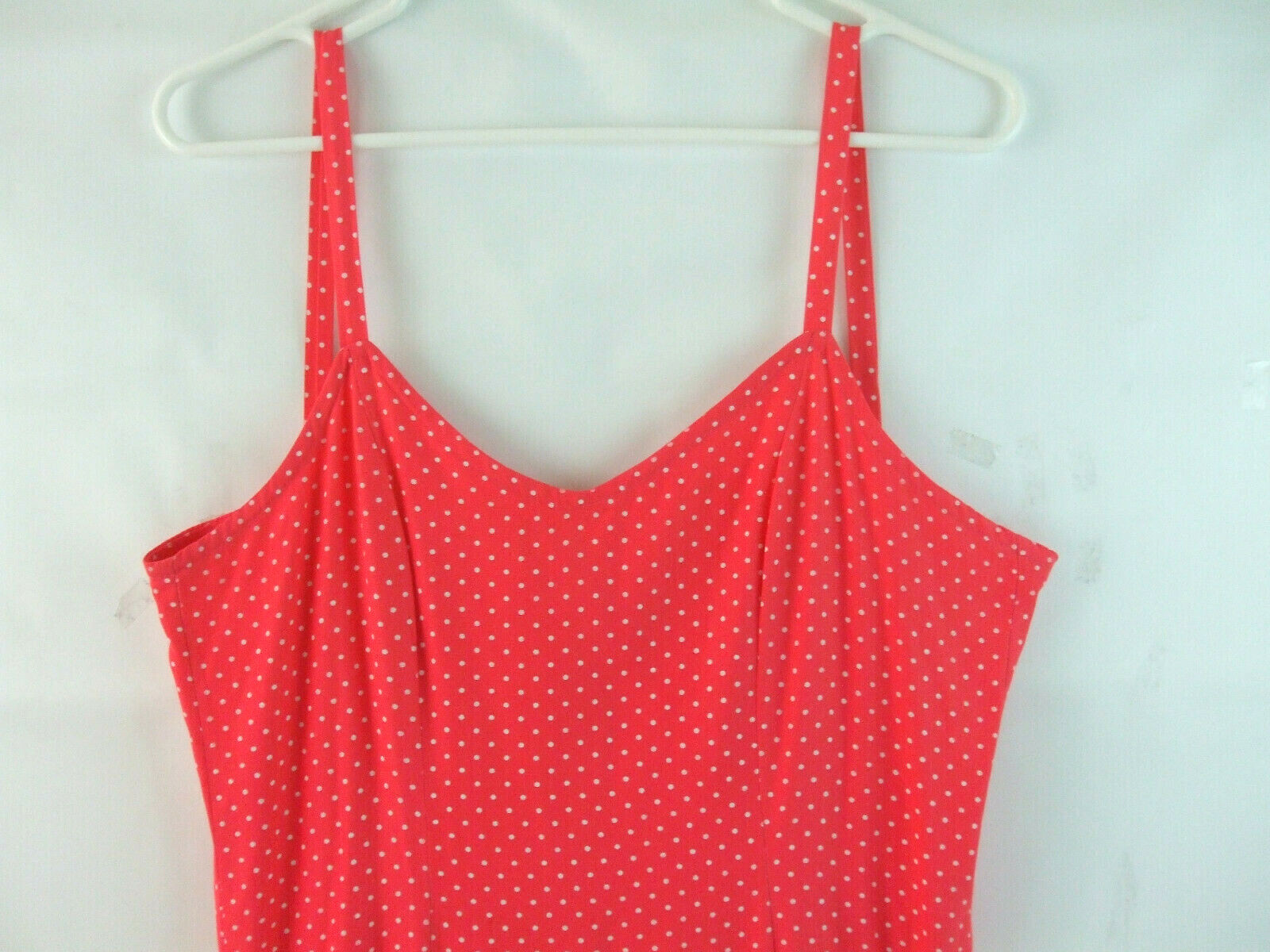 Vintage Women’s 8 Hand Made Strap Sundress Red White Dot Sleeveless Back Zipper