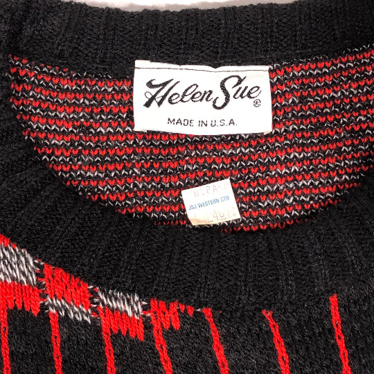 NOS New Vtg 90’s Helen Sue Black Red ELECTRIC DICE Jumper Knit HiP HoP Sweater