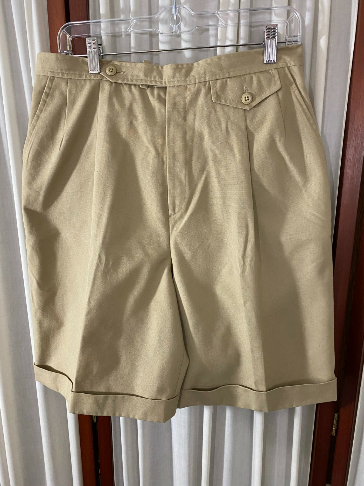 1980’s Khaki Bermuda Shorts w/Cuffs by Austin Hill- M- VG- TAILORED PREPPIE-SALE