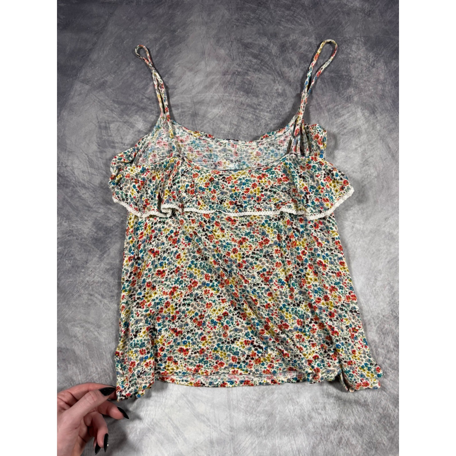 Y2K Early 2000’s Vintage Cottagecore S Cami Ruffled Neckline Coquette Forever21