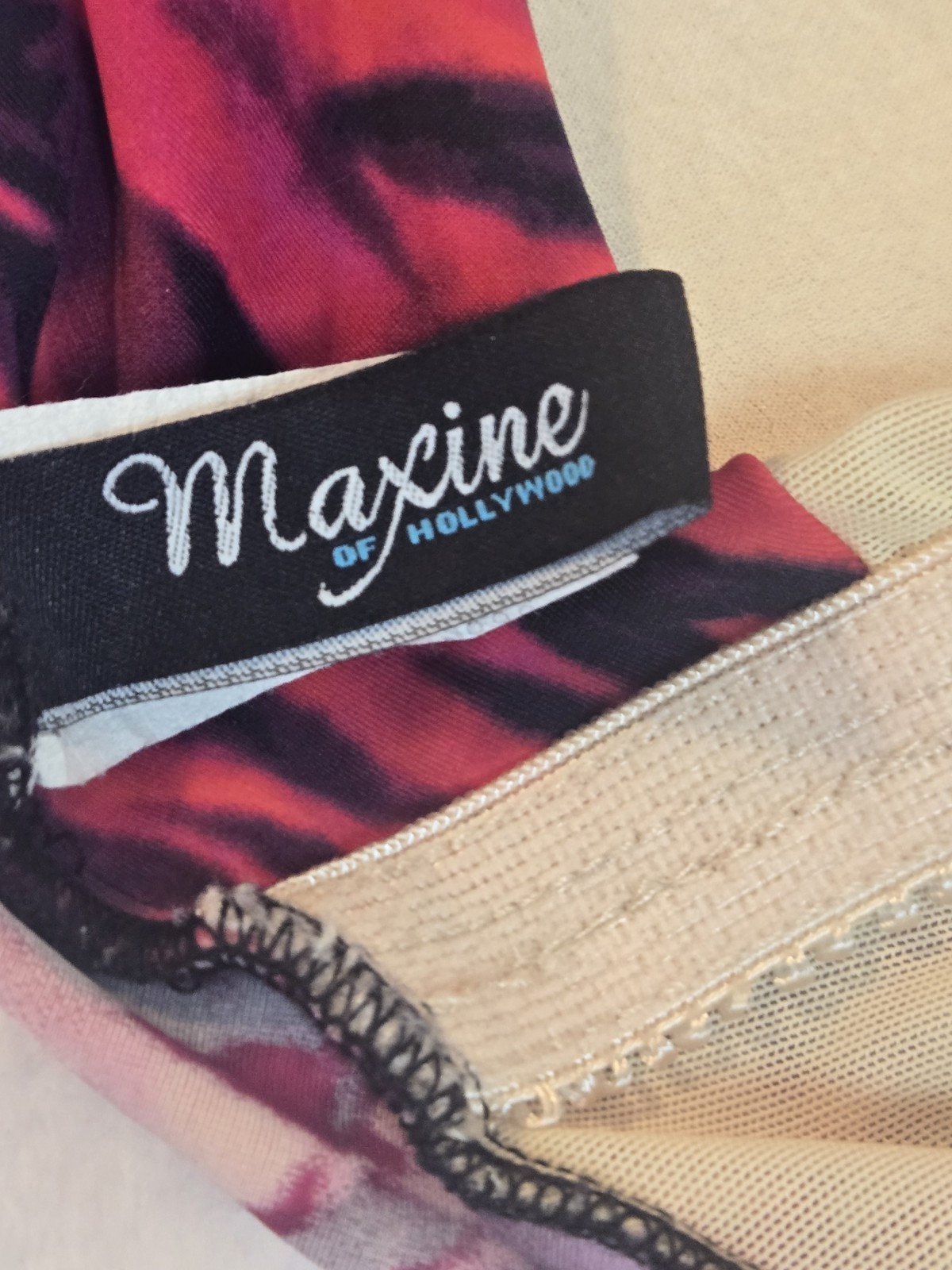 Vintage Maxine Of Hollywood Swim Suit 10 One Piece Red Black 90s Boy Short