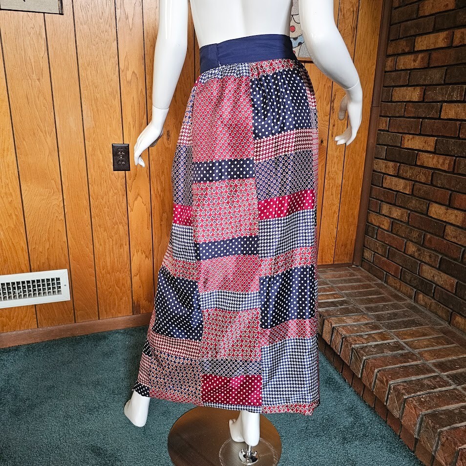 Vintage 70s Mr. Hank Patchwork Maxi Woodstock Hippie Hostess Wrap Boho Skirt M