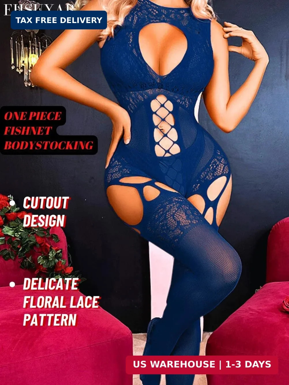 EHSUYAB Women Body Stockings Sexy, Exotic Dancer Fishnets Lingerie Glow Party, F