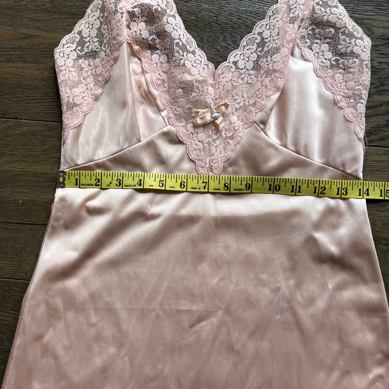 Vintage Sliperfection Womens 34 Pink Nylon Tricot/Lace Full Slip Antron III