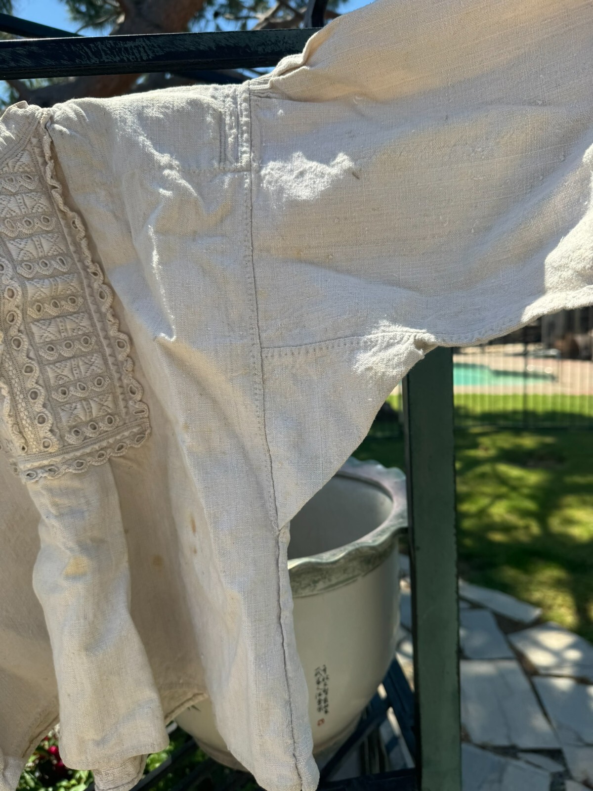 Beautiful Heavy Homespun Linen Czechoslovakian 19thc Antique Blouse