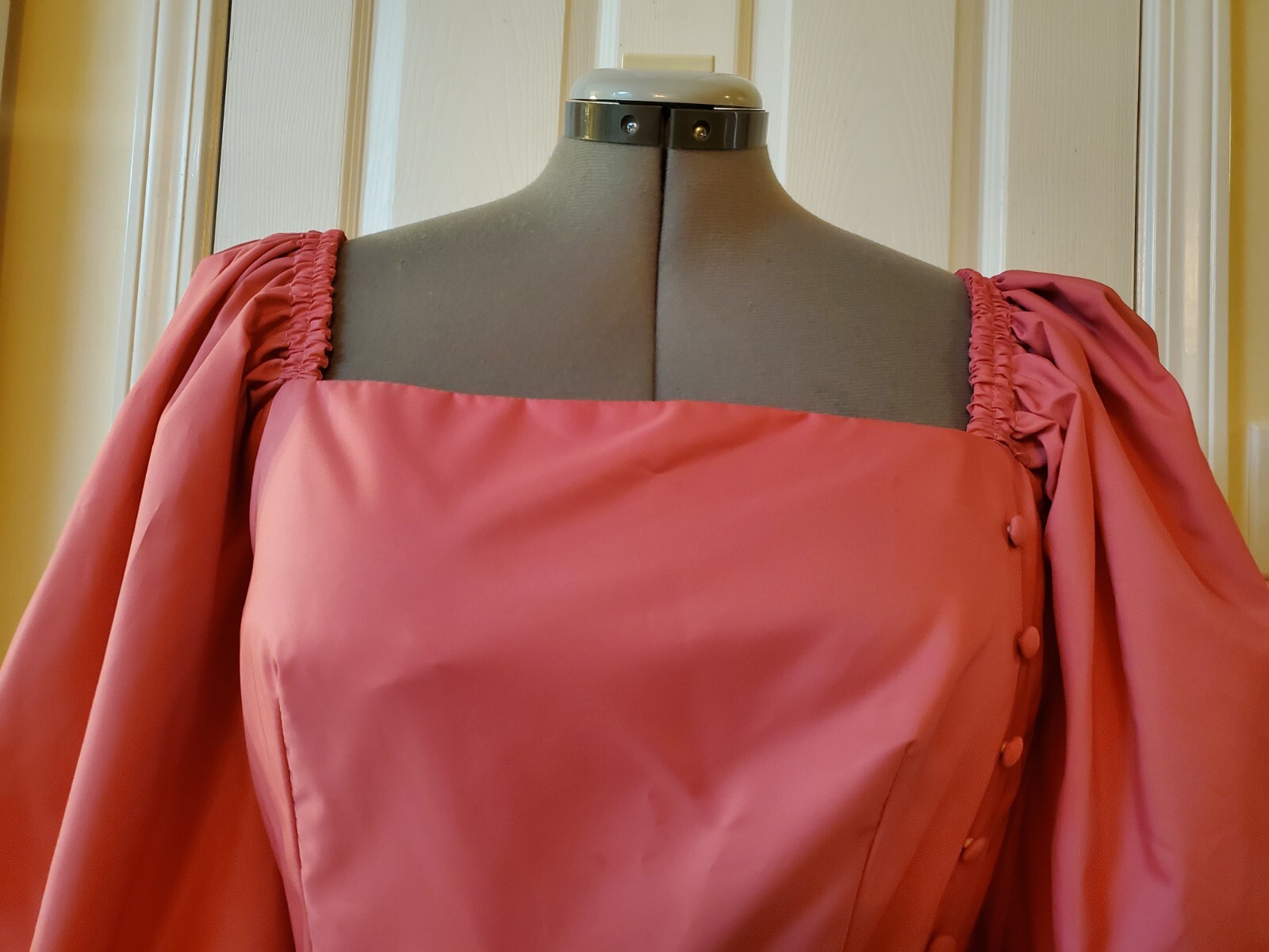VTG Lorrie Deb San Francisco Pink Off Shoulder Cotttage Dress Balloon Sleeves
