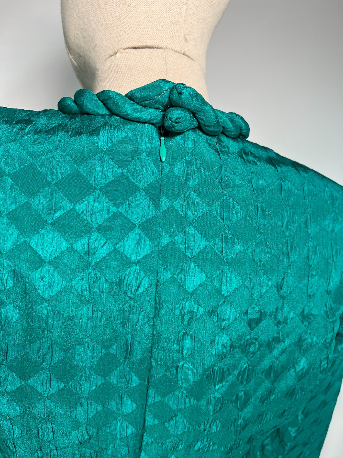 Vintage 1980’s Stanley Platos Green Silk Braided Dress
