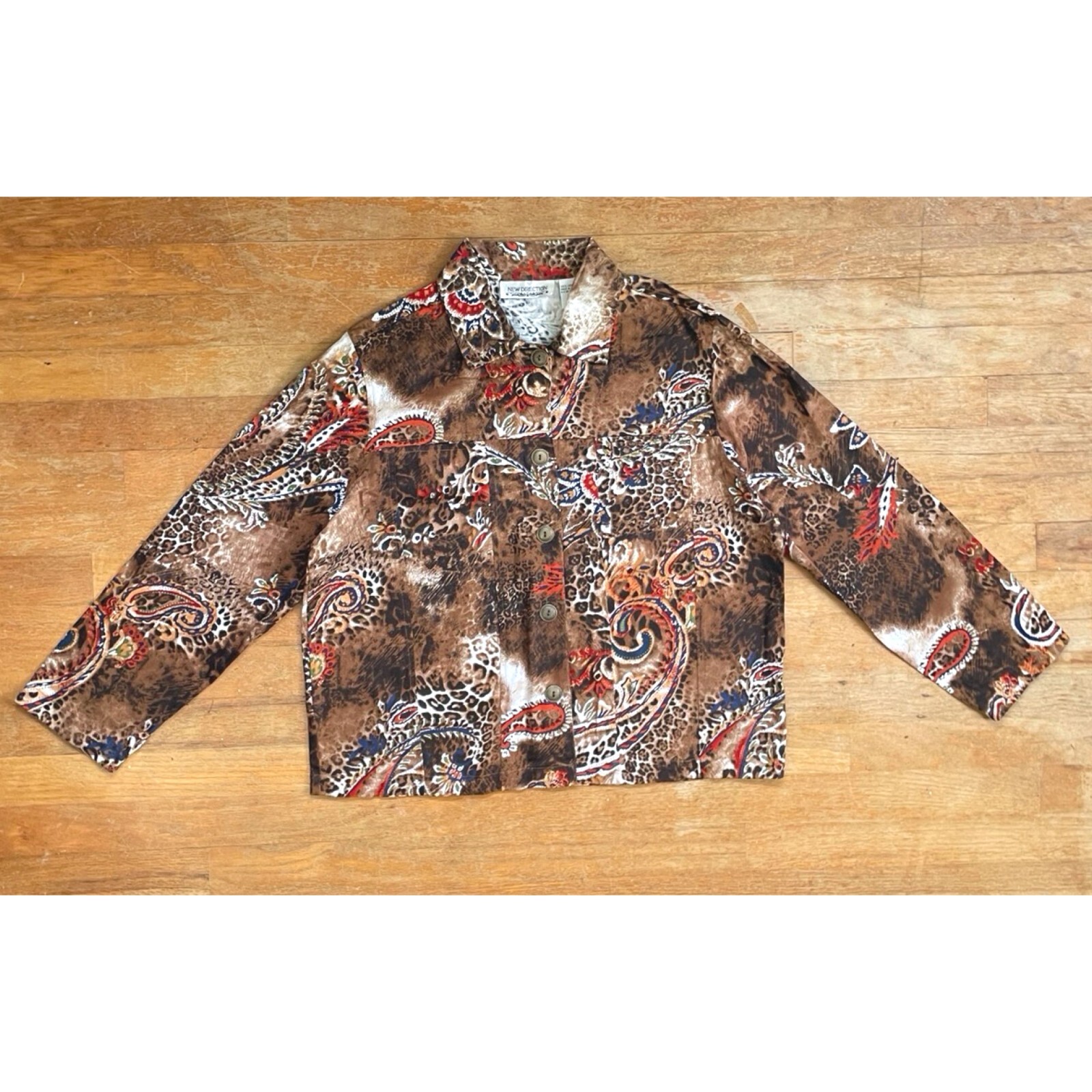 Vintage Leopard & Paisley Jacket Size Small/Medium 1990s Animal Print Cotton