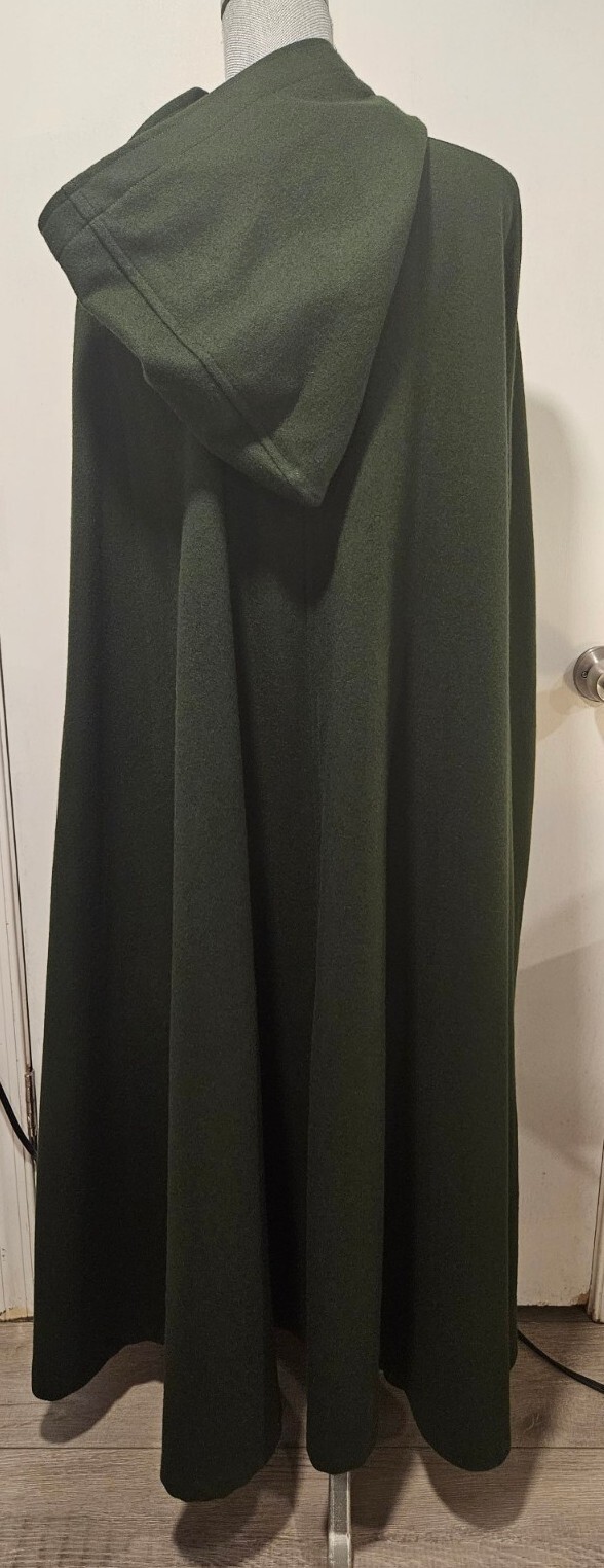 Aunt Abigail’s Attic Medium Dark Green Wool Full Length Cape Hooded Vintage 80’s