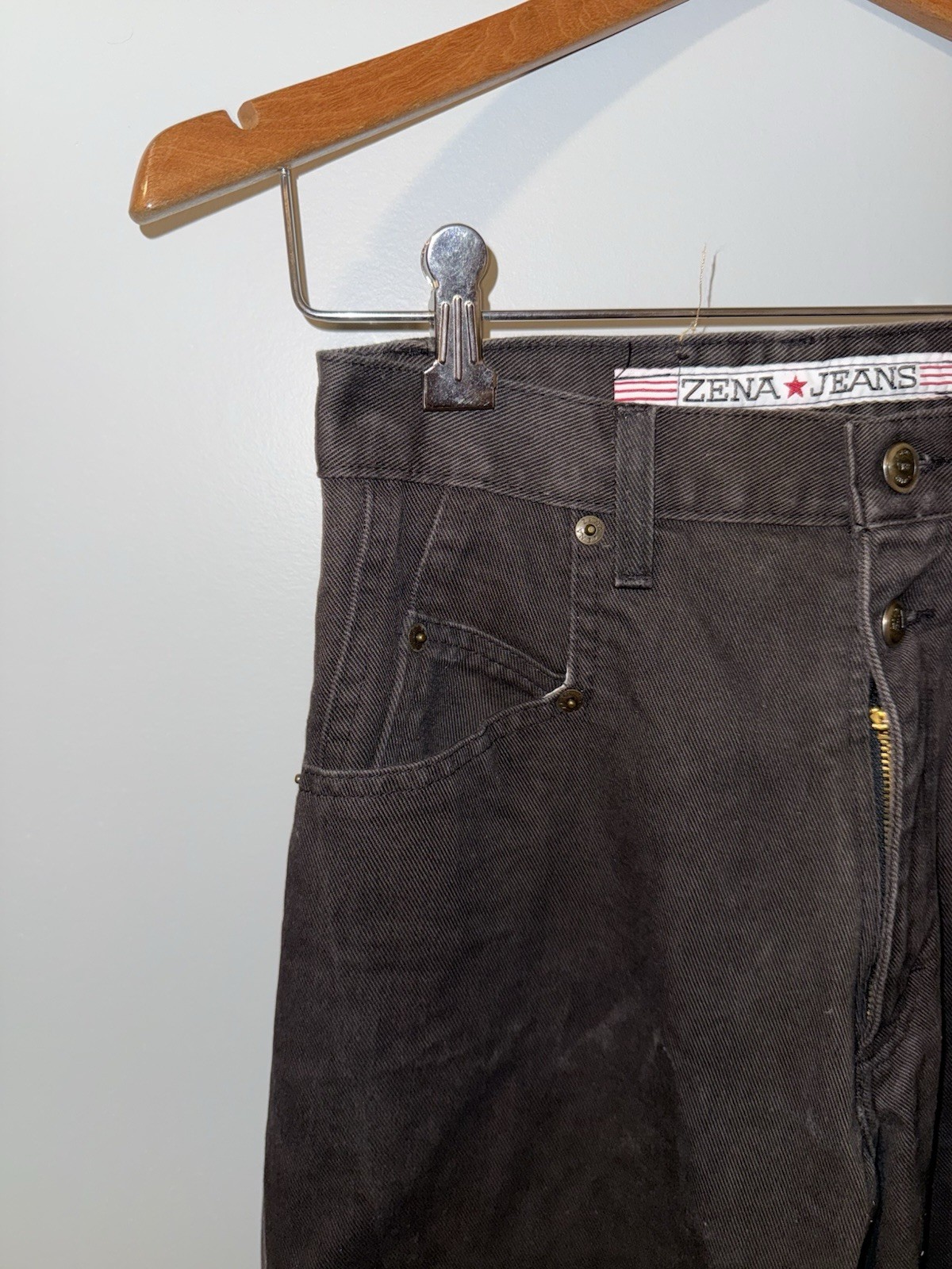 80s Vintage Zena Black Tapered Jeans 8 Pet High Waist Utility Pockets Streetwear