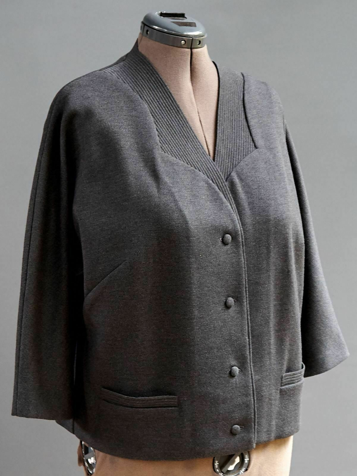 VTG 60s Secretary Alpinit Switzerland Grey Moth Proof 100% Wool Knit Jacket 1X