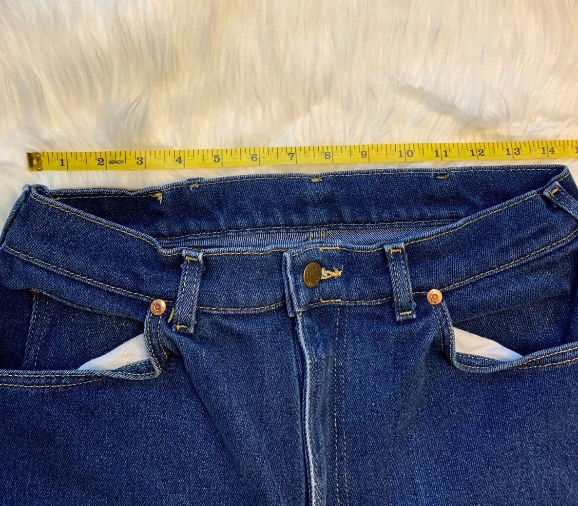 Vintage Lee Riders Blue Jeans Tag Women’s Sz 14ish USA Union Made Tapered READ