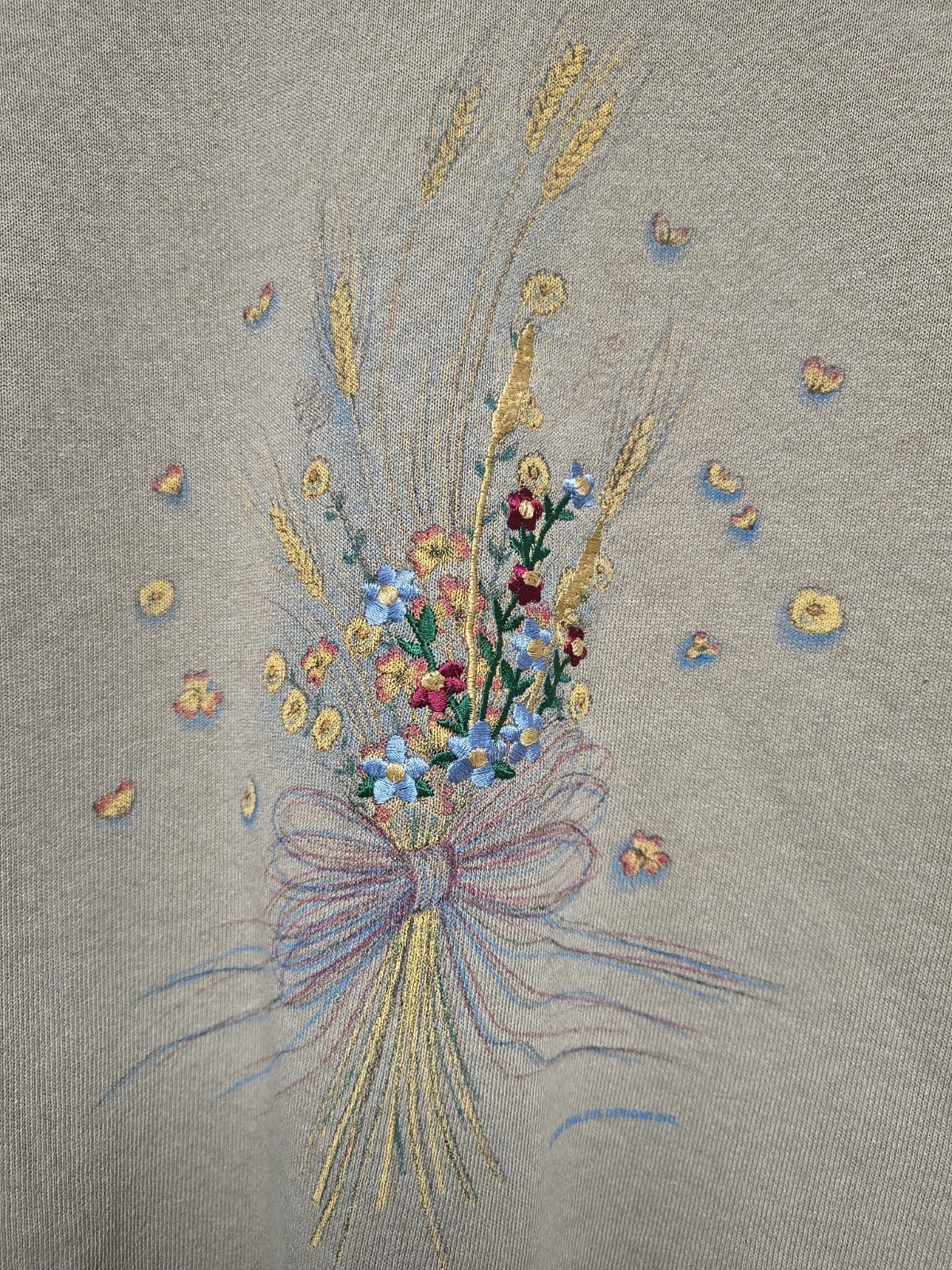 Endless Designs Flowers and Wheat Bouquet Sweatshirt Size Large USA 1990s Retro
