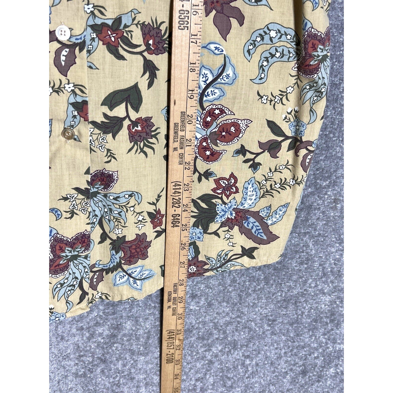 Vintage Hasting & Smith Button Up Top Womens Size Large Tan Floral Short Sleeve