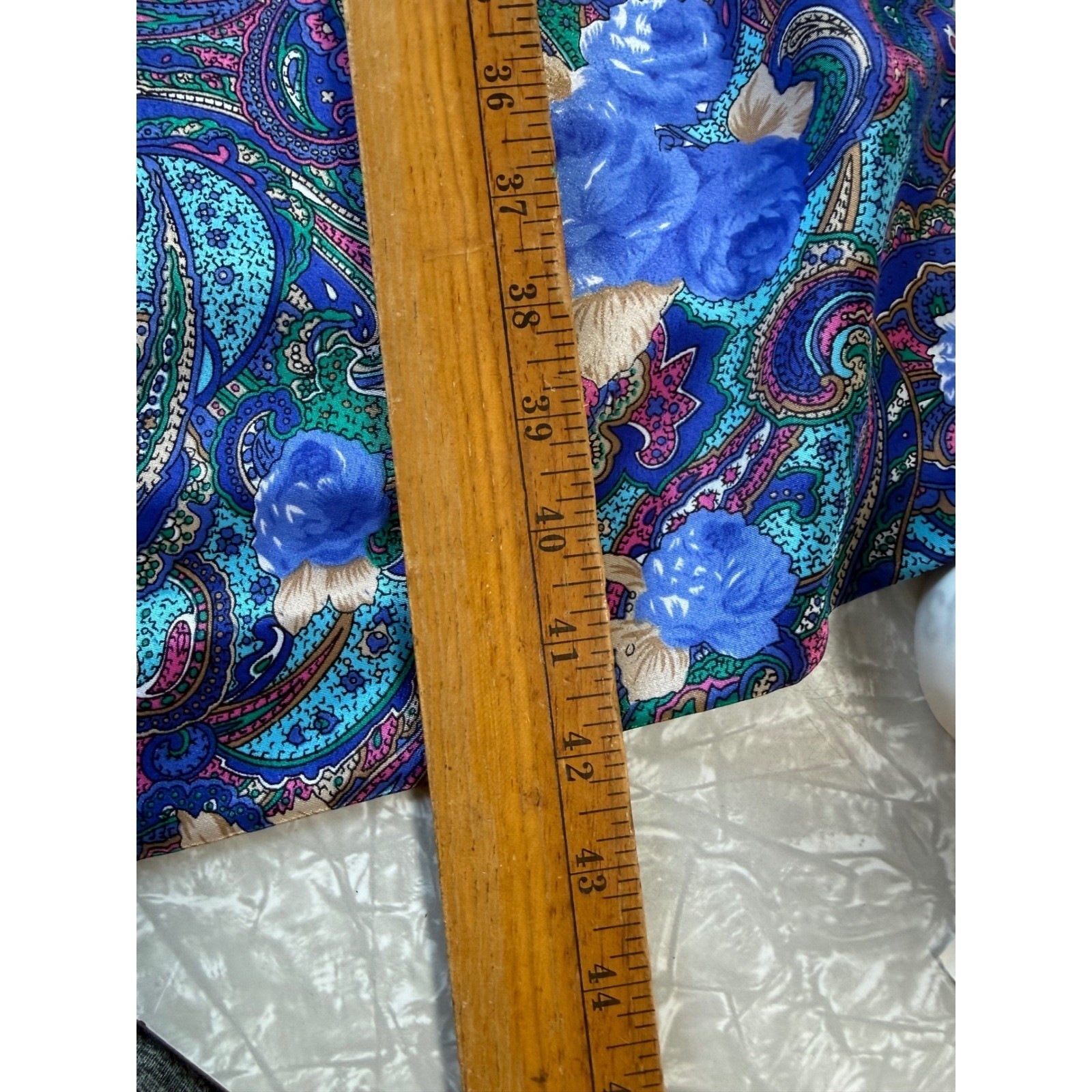Vintage Lady Carol of New York Blue Paisley Floral Shift Dress Size 12 Retro