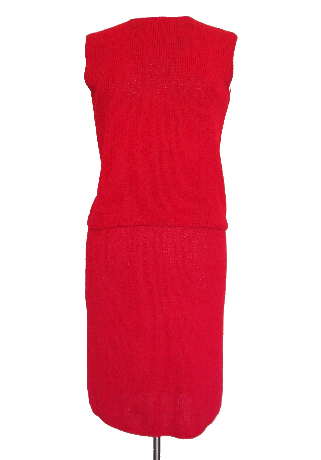 Vintage St John Knits 3 Piece Suit Red Wool Blend S/M Women Early 1970s