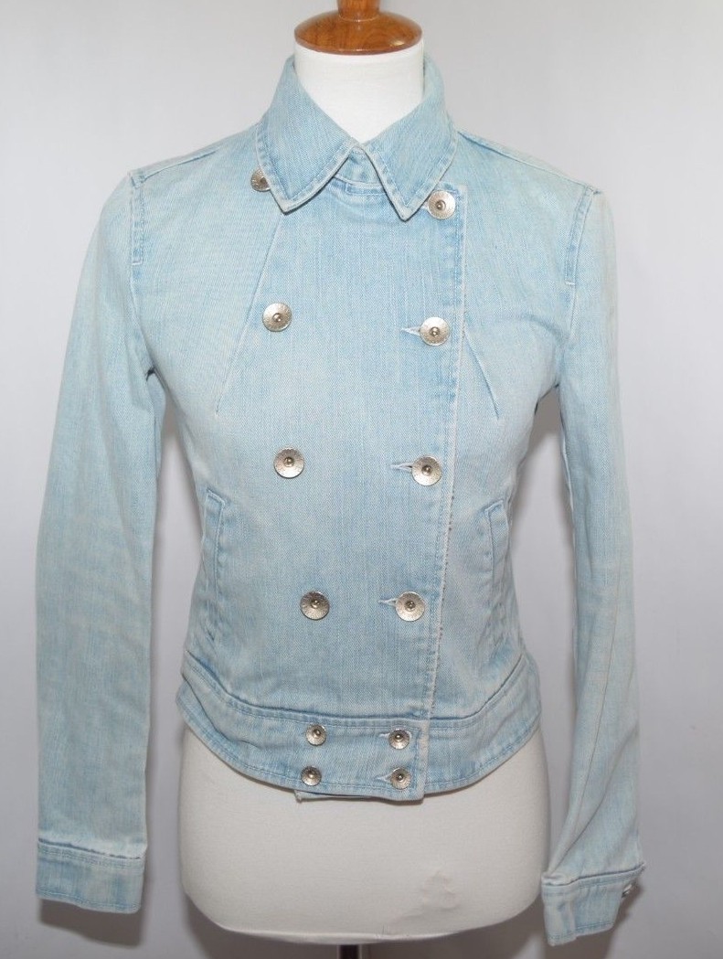 VTG Armani Exchange Stone Washed Button Down Jean Denim Jacket Womens S