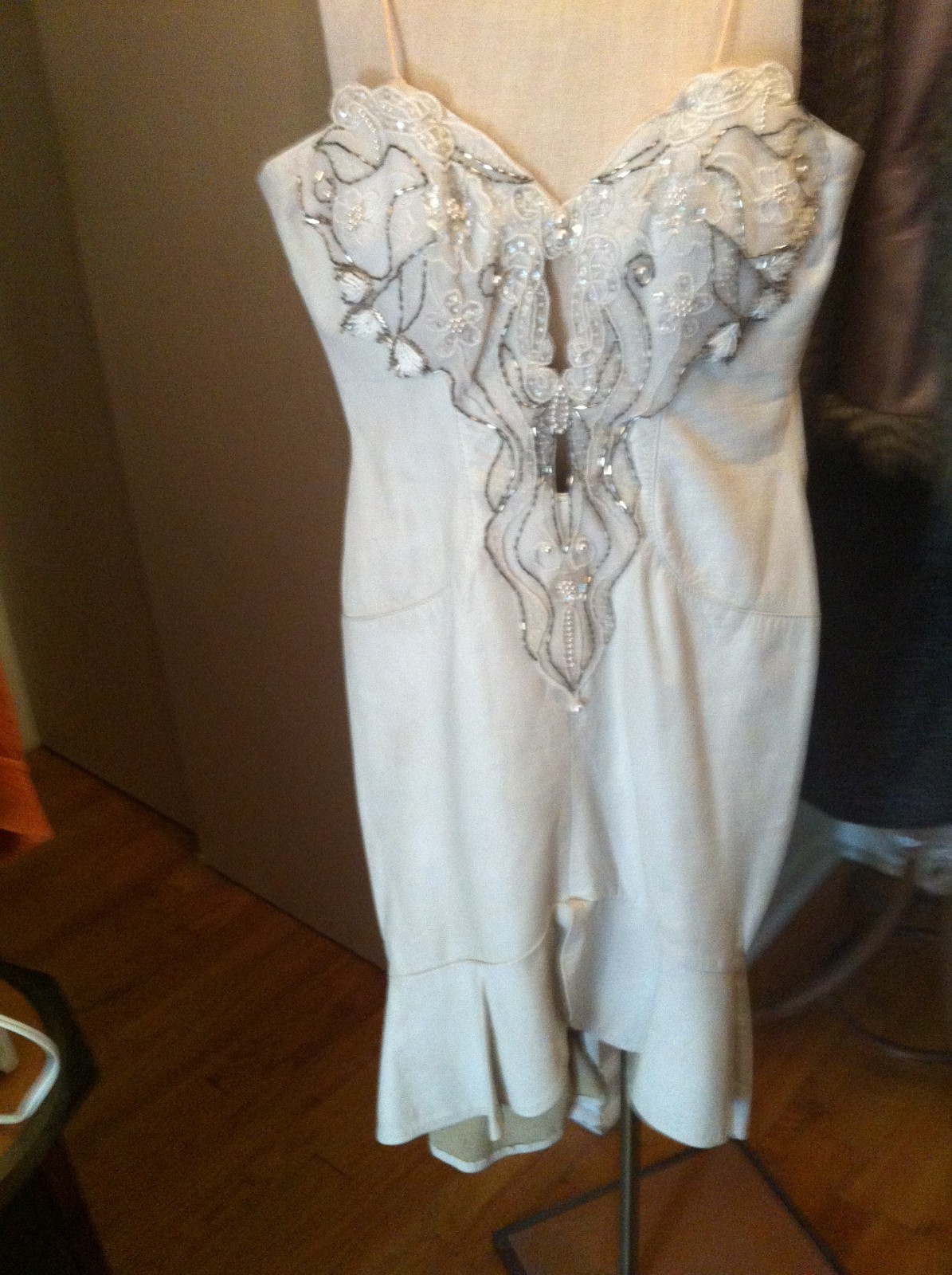 Leather Dress Cream size small Climax Karen Okada For David Howard