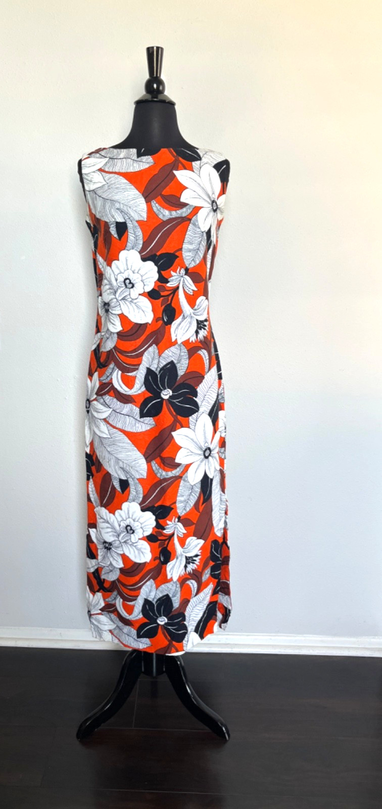 Vintage Hawaiian Foral maxi Dress Sz S/M Summer Vacation -see measurements