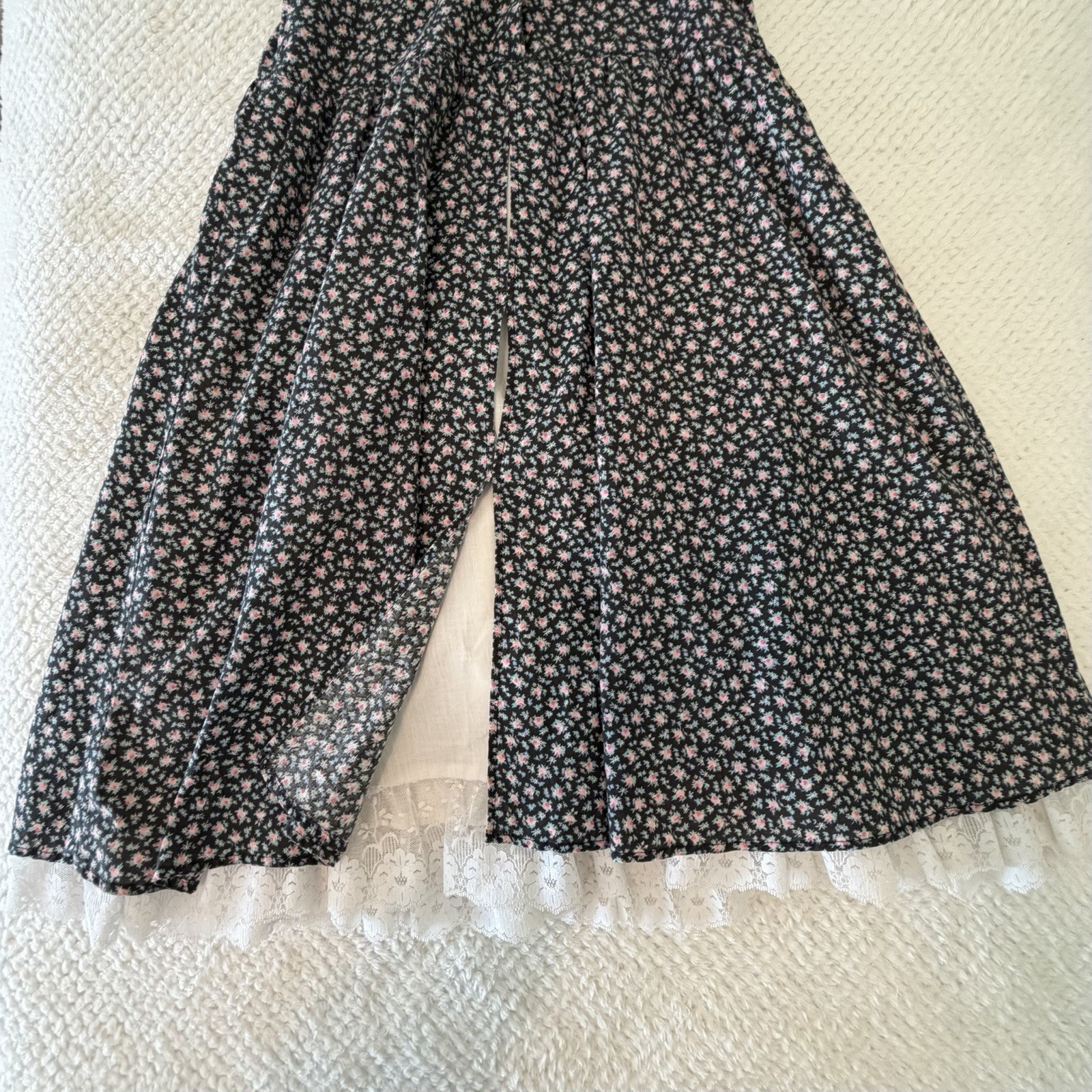 Vintage 90s Floral Print Midi Dress Modest Cottage Core Prairie Ranch Dress